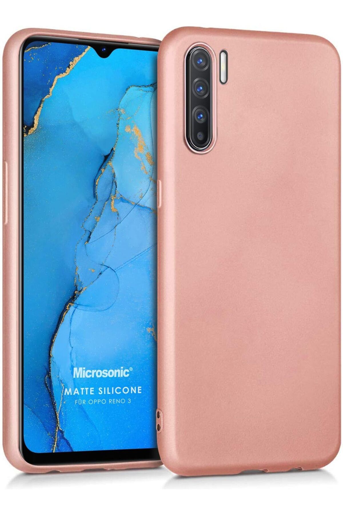 STOREMAX cmllashop Matte Silicone Oppo Reno 3 için Kılıf Rose Gold [Reno 3 ile Uyumlu Kılıf - Rose Gold]