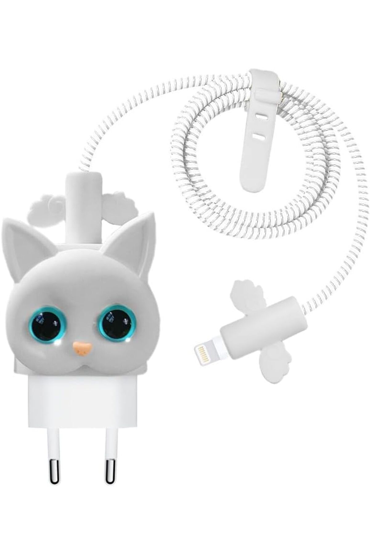 STOREMAX iPhone Uyumlu Kablo Koruyucu ve Şarj Adaptör için Kılıf Cartoon Figürlü Silikon Crtn-Fgr-Ct