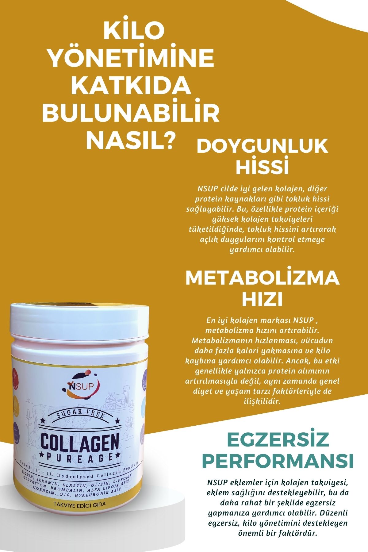 NSUP-300gr Anti-aging - Smooth Skin CoLLagen, GLycine, L-proline, Bromelain and Elastin Ceramide 7