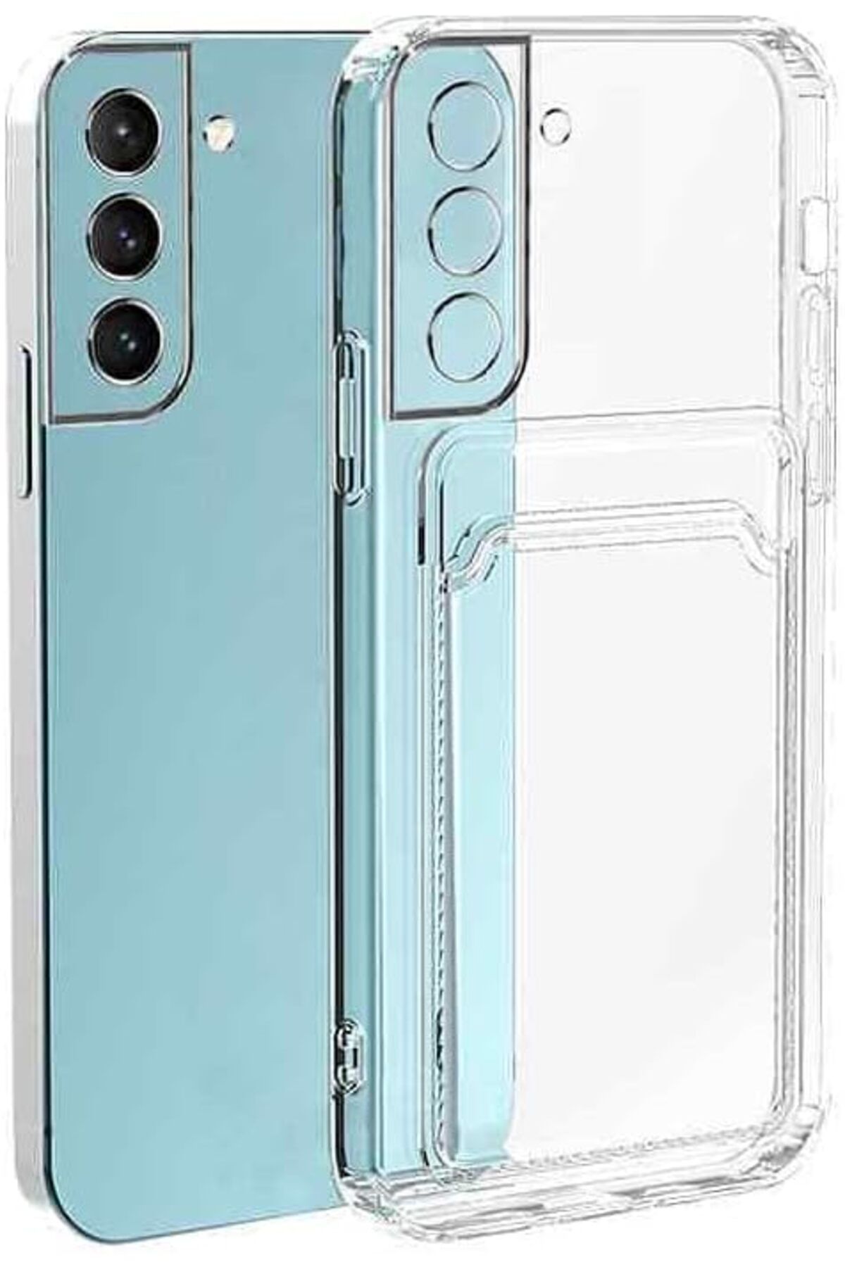 STOREMAX htpshopmx Galaxy S21 FE 5G İle Uyumlu Kartlıklı, Darbeye Dayanıklı (Shockproof) Şeffaf Kılıf