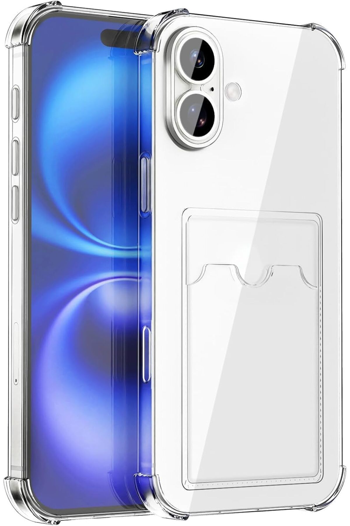 STOREMAX lbstorex GİYİM & AKSESUAR iphone 16 (6.1) inç ile Uyumlu Lüx Kartlıklı Renkli Şeffaf Telefon