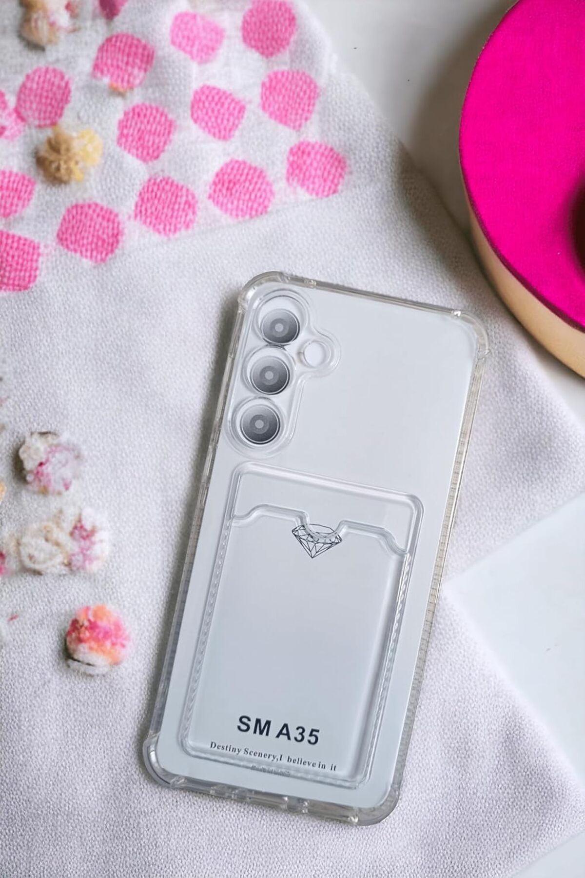 STOREMAX cmllashop Galaxy A35 Kılıf Kartlıklı Köşe Koruma Tasarımlı Renkli Şeffaf G-Kart Kılıf (Ş