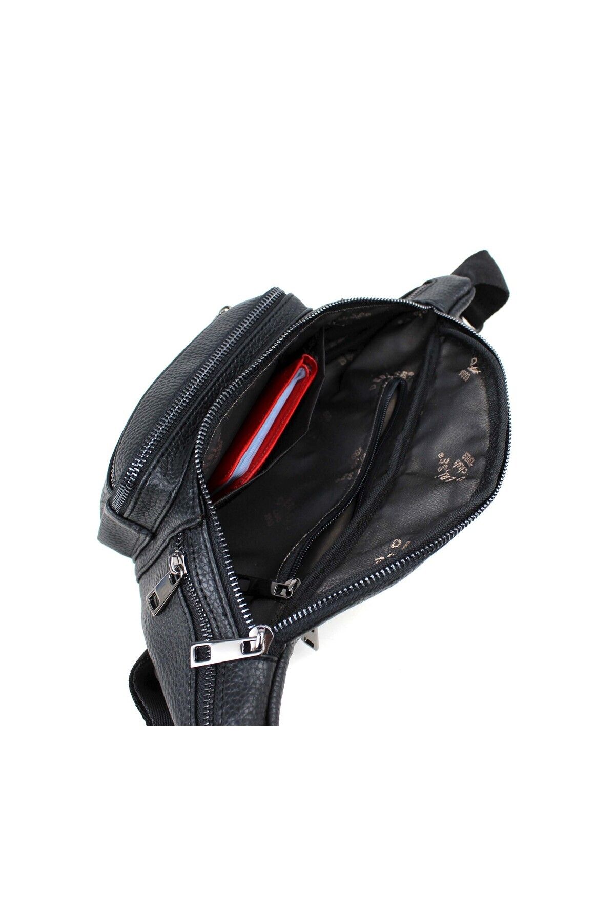 deri,se club-Men's Black Color Multi-Pocket Shoulder and Waist Bag 6