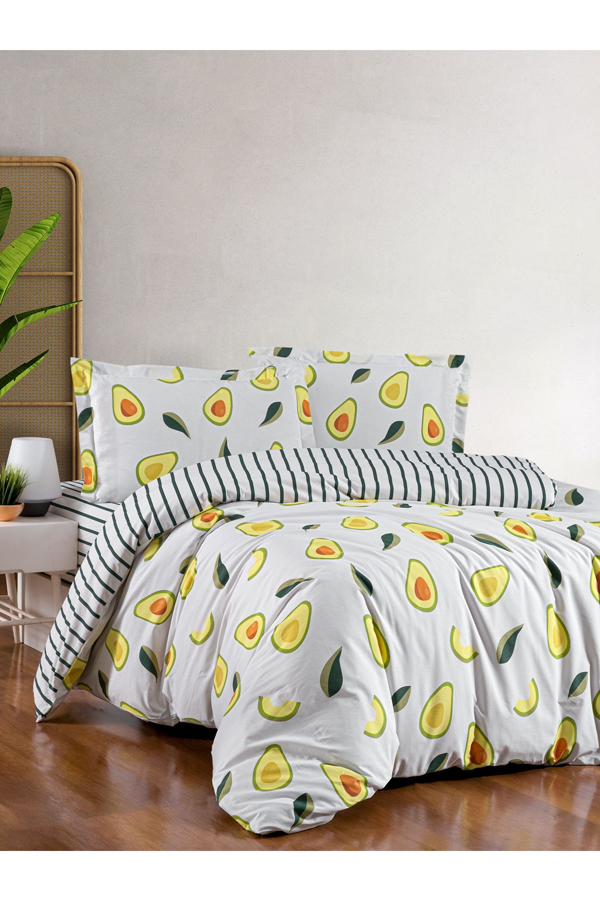 BED LİNE Fitted Ranforce Nevresim Takımı Çift Kişilik Avocado