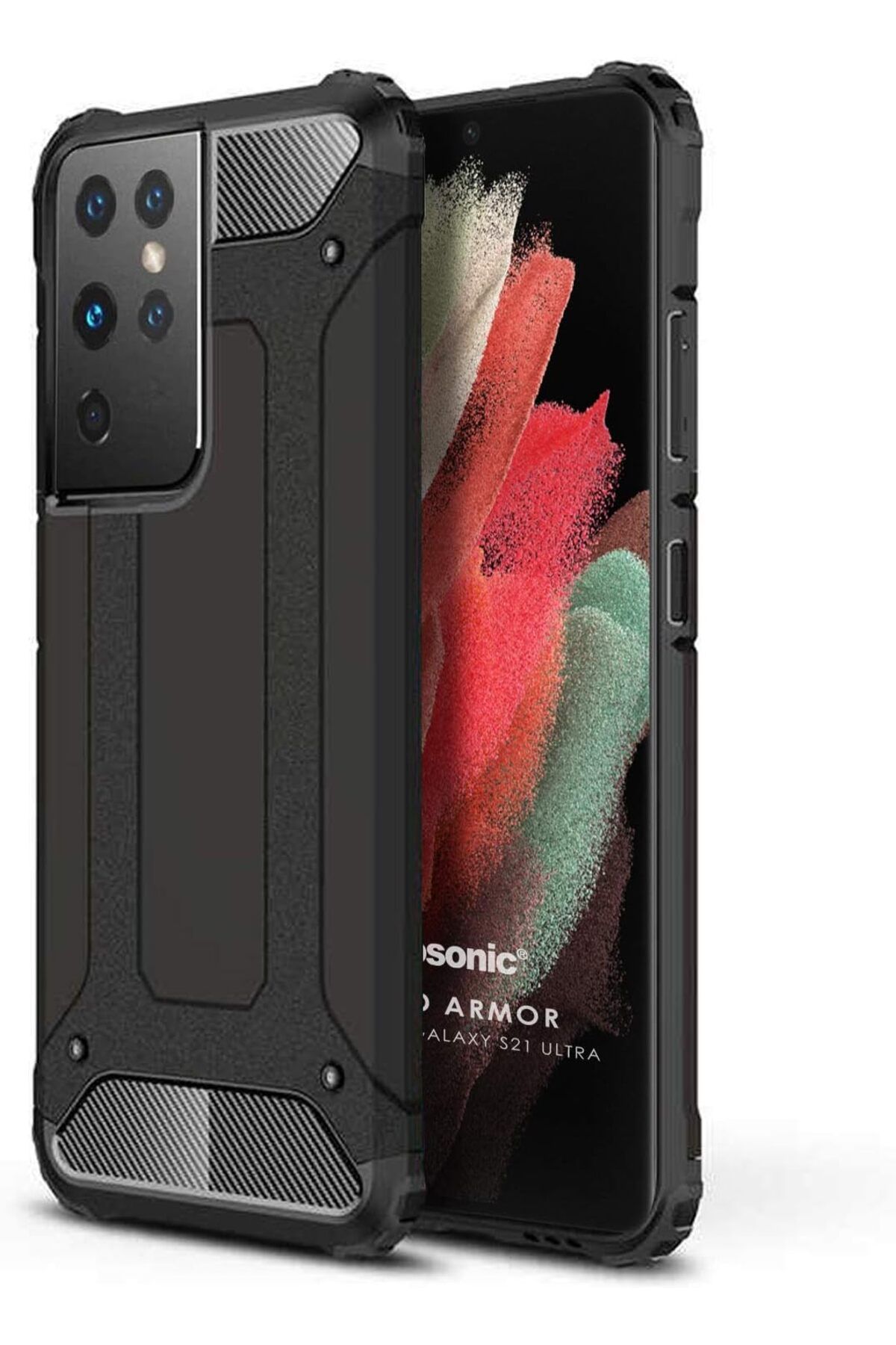 STOREMAX cmllashop Galaxy S21 Ultra için Kılıf Rugged Armor Siyah [Galaxy S21 Ultra ile Uyumlu Kılıf - S