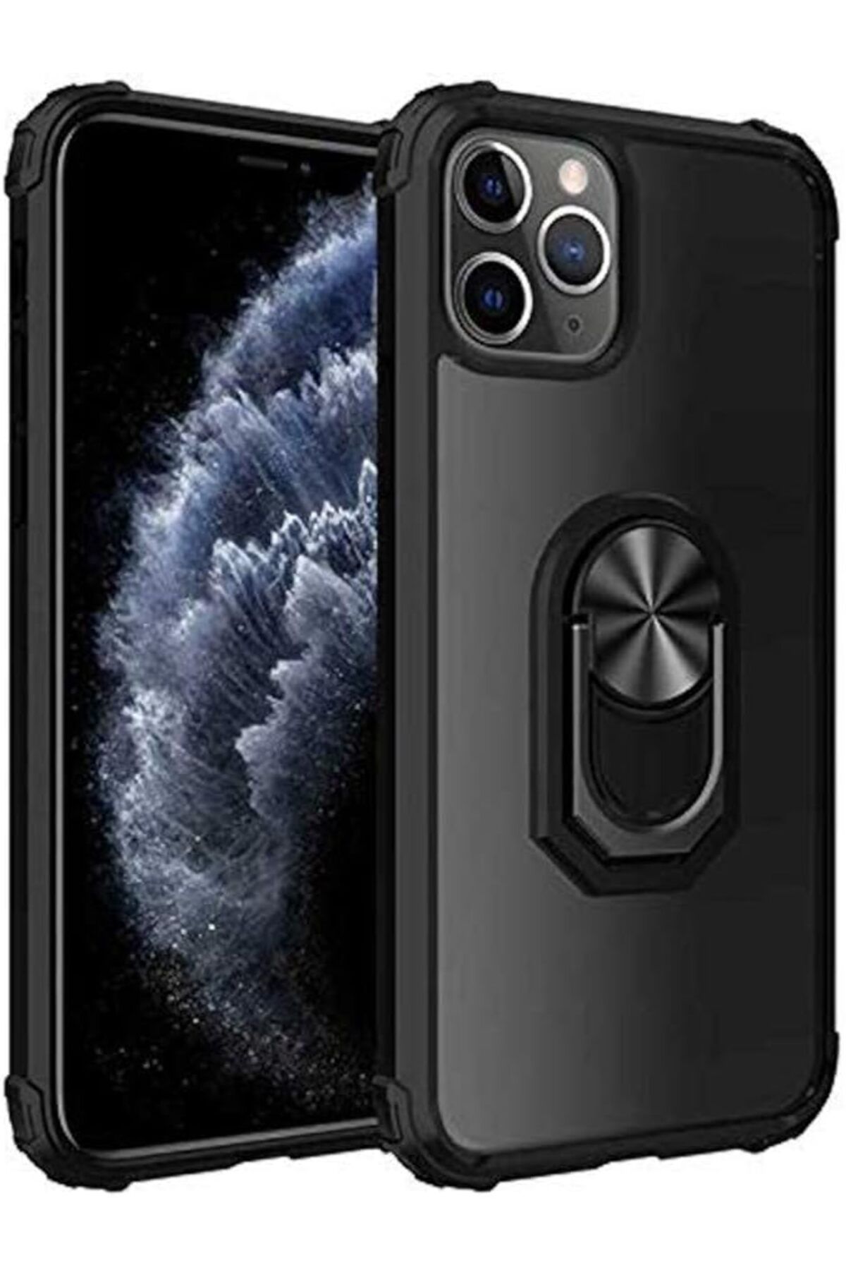 yenibagshop iPhone 11 Pro ile Uyumlu Kılıf Mola Kapak Köşeleri Darbe Emici Airbag Tasarımı Siyah