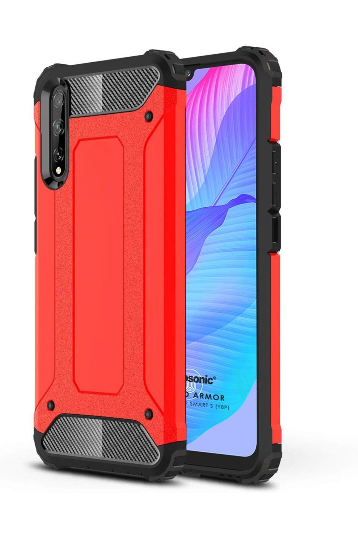STOREMAX lbstorex Y8P için Kılıf Rugged Armor Kırmızı [Y8P ile Uyumlu Kılıf - Kırmızı] Newdsng 111