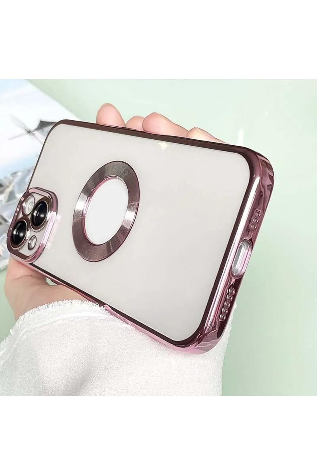 STOREMAX srhtDS iPhone 15 Kılıf Kamera Lens Korumalı Logo Gösteren Arkası Şeffaf Parlak Kenarlı Kapak