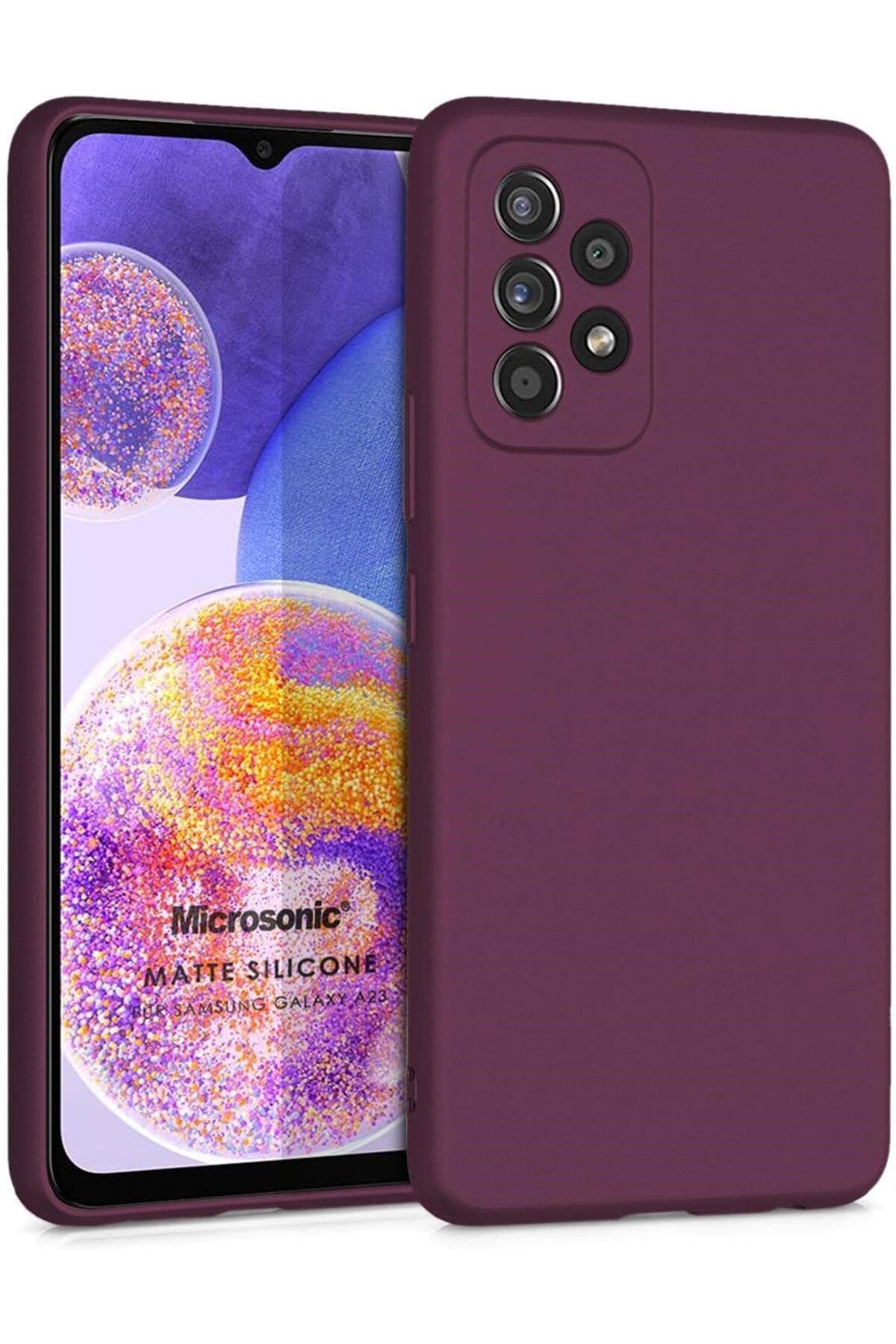 yenibagshop Matte Silicone Samsung Galaxy A23 için Kılıf Mor [Galaxy A23 ile Uyumlu Kılıf - Mor]