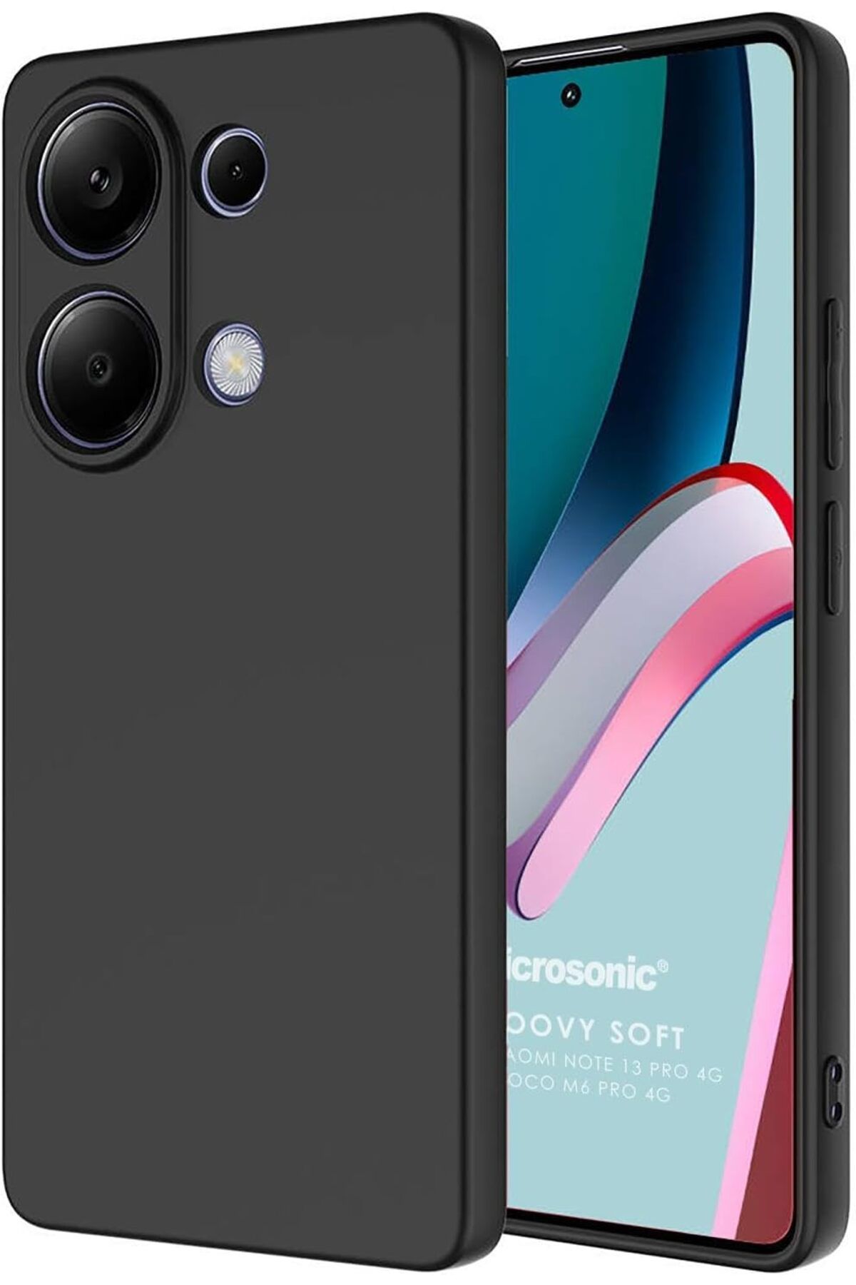 STOREMAX cmllashop Xiaomi Redmi Note 13 Pro 4G için Kılıf Groovy Soft Siyah [Redmi Note 13 Pro 4G ile Uyum