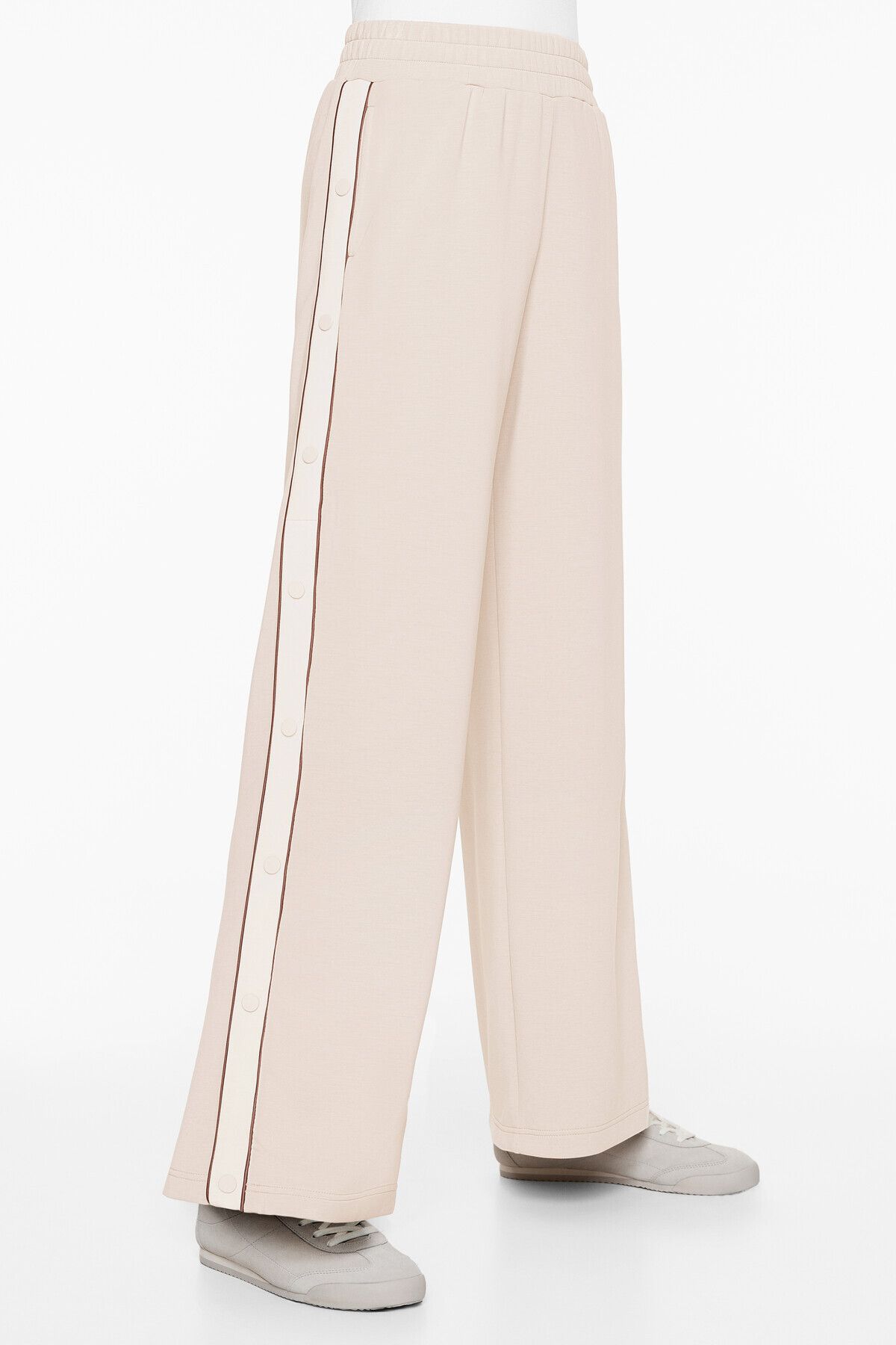 Oysho-Wide-leg trousers with soft-touch modal, piping and buttons 1