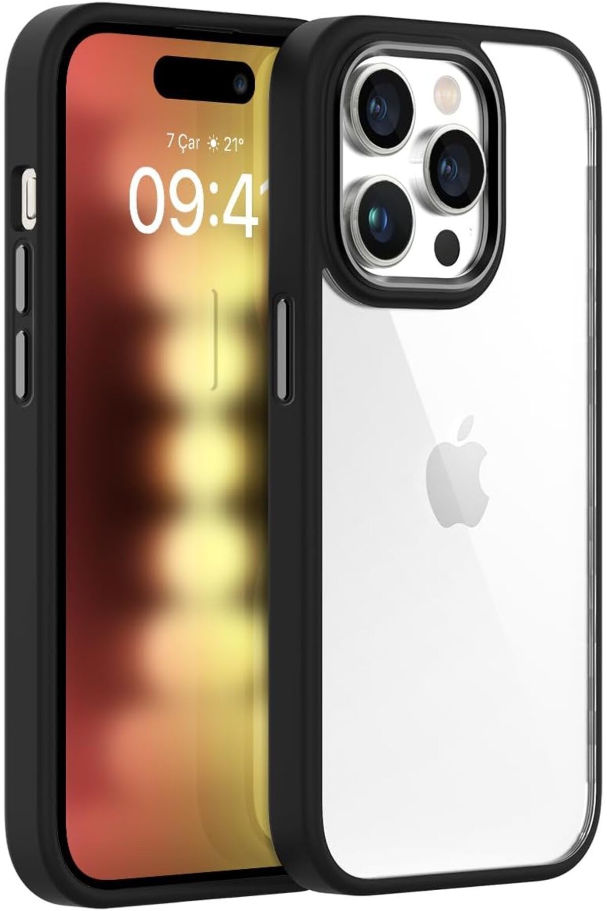 STOREMAX srhtDS LABS iPhone 15 Pro ile Uyumlu New Air Bumper Kılıf, Koruyucu Telefon Kılıfı (Siyah) Desi