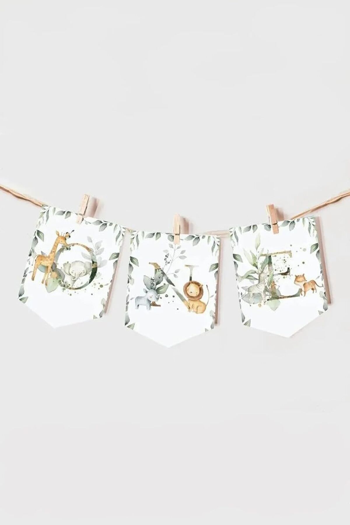 STOREMAX bystoreby Hediye Sepeti One Flama Safari Konsept Temalı, Baby Animal One Bayrak, Mama Sandalyesi 1