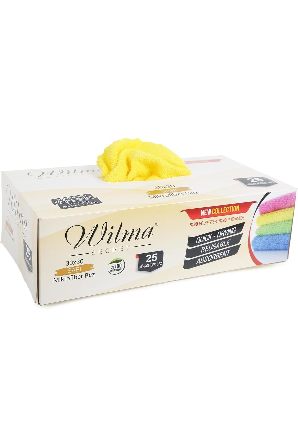 STOREMAX lbstorex Adı: Wilma Secret Mikrofiber Temizlik Bezi Kutulu 25 Adet – Yeniden Kullanılabilir Mikr