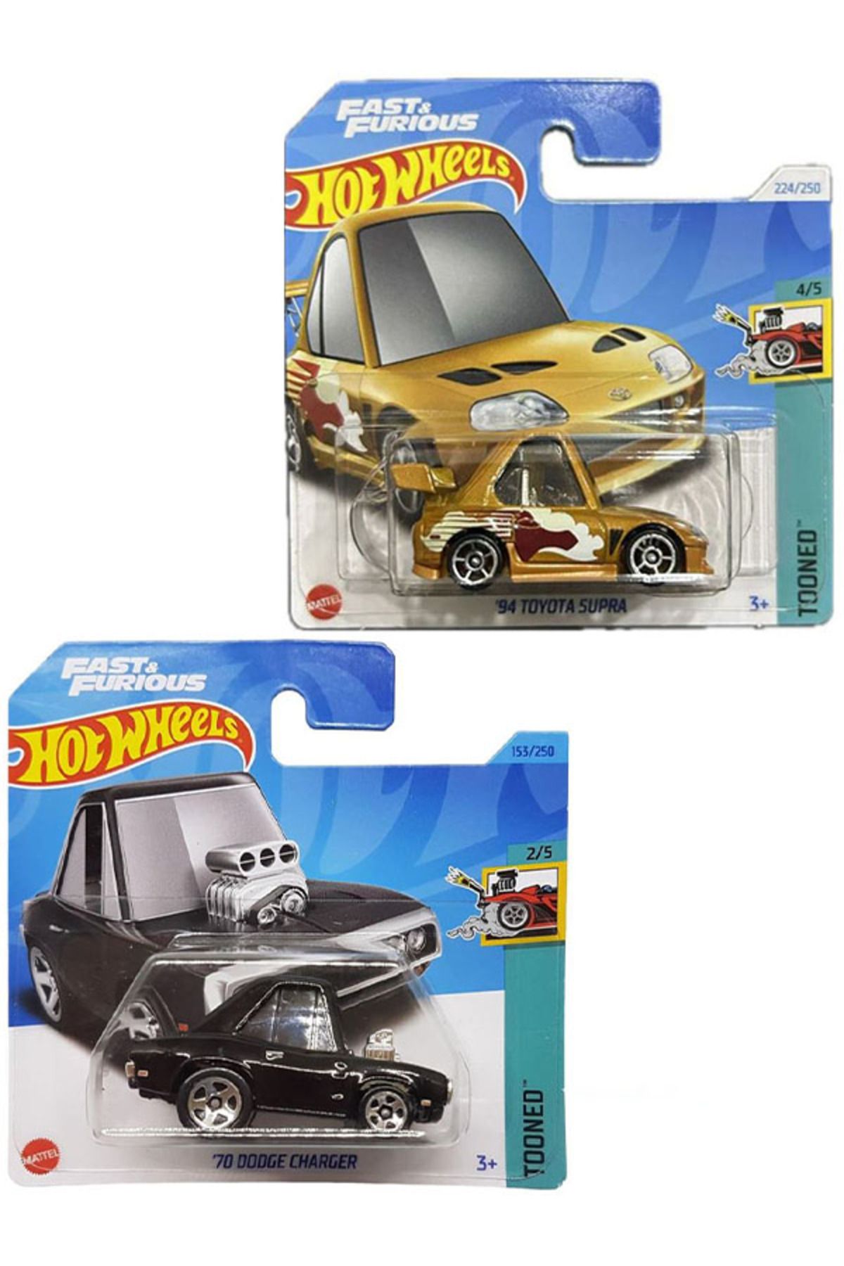 HOT WHEELS Fast & Furious Tooned Set - '70 Dodge Charger & '94 Toyota Supra (1/64)