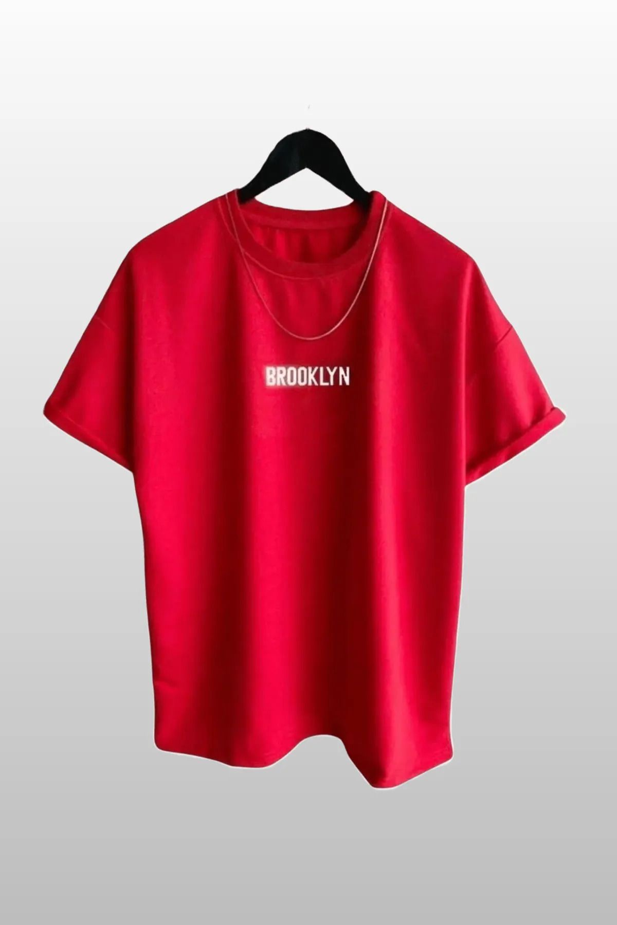 KUAS Unisex Oversize "Mını Brooklyn" Baskılı Bisiklet Yaka TSHİRT