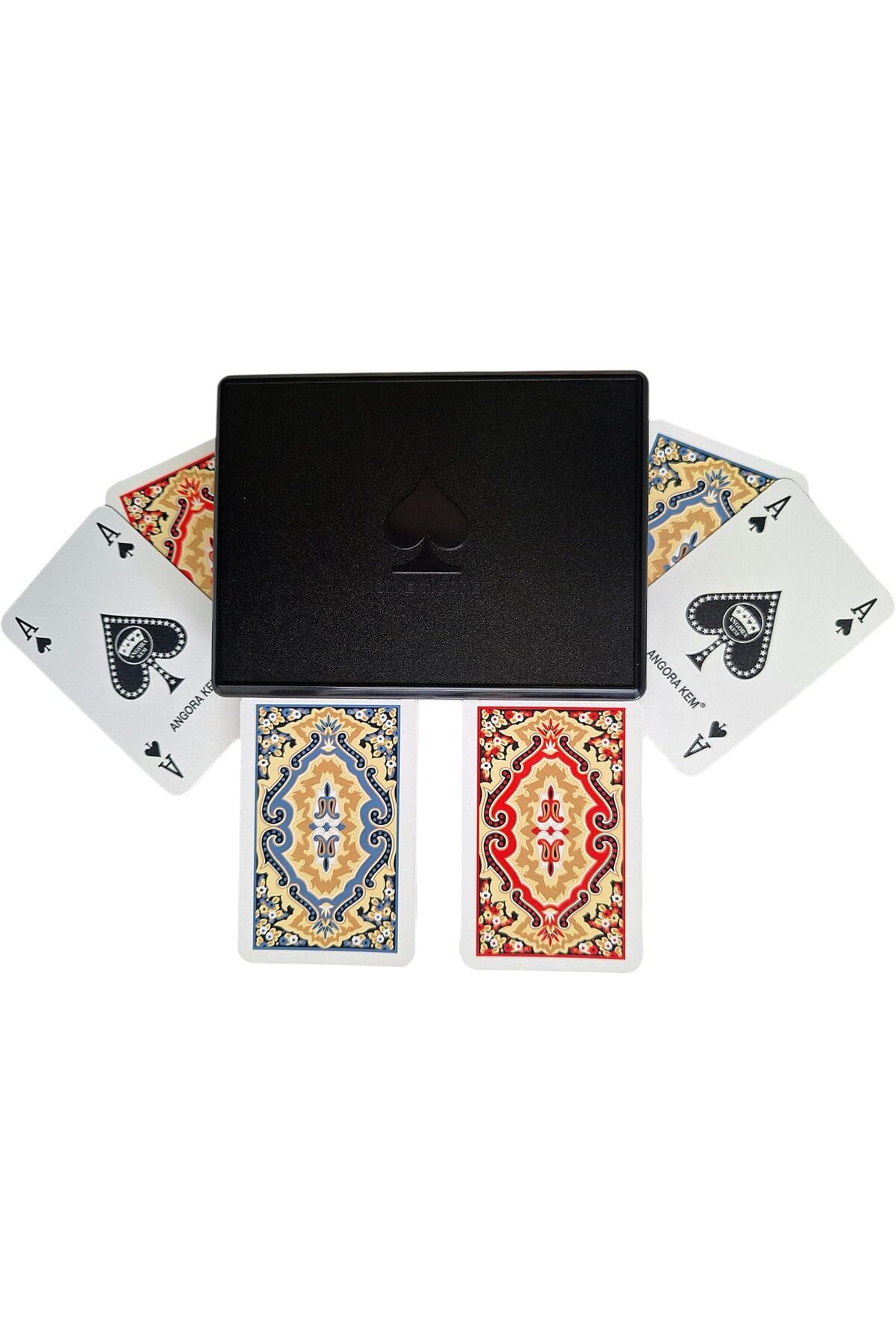 STOREMAX bystoreby Angora Kem Kutulu Plastik Iskambil Oyun Kartı Çift Deste - Plastic Playing Cards Double
