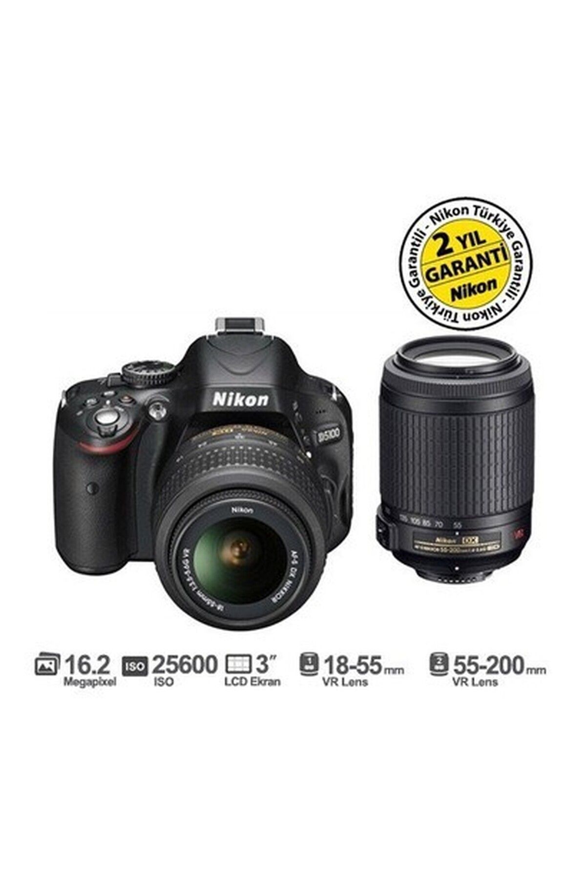 NİKON Nikon D5100 18-55 VR + 55-200 VR 16.2 MP 3\