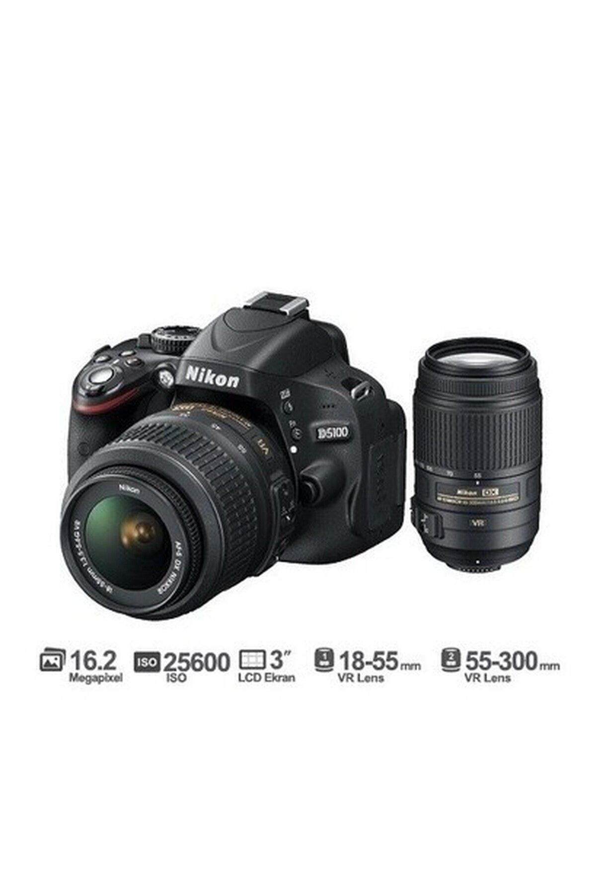 NİKON Nikon D5100 18-55 VR + 55-300 VR Kit 16.2 MP 3\