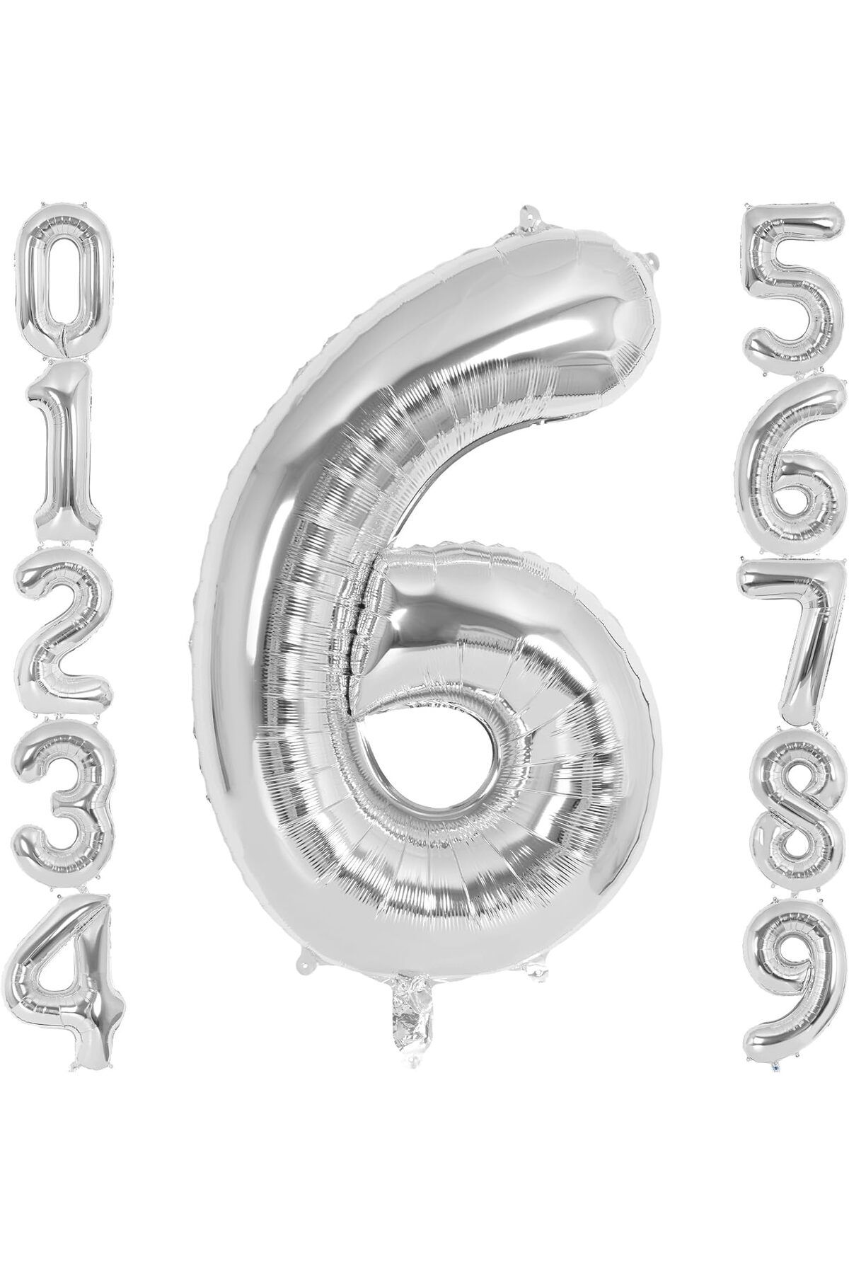 STOREMAX nffastore 6 Rakamı Doğum Günü Balonu Yaş Günü Gümüş Renk Uçan Balon 102 cm Doğum Günü