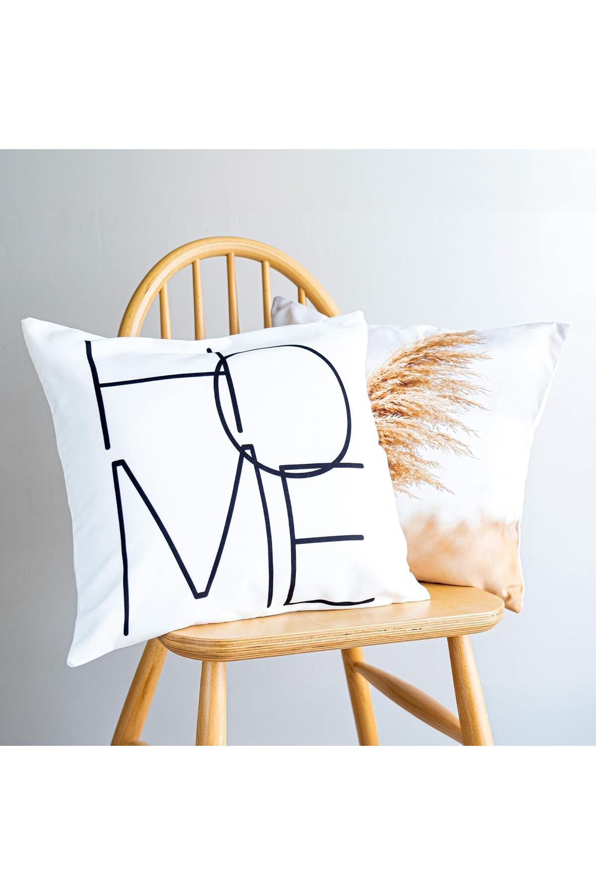 STOREMAX nffashopm Home Temalı Özel Tasarım 2'li Yastık Kılıfı, Dijital Baskı Kırlent Kılıfı, Bey