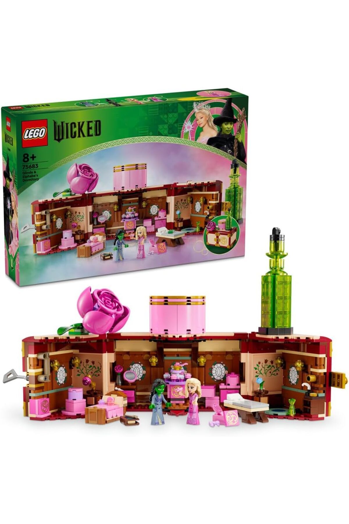 STOREMAX Erhnshp Wicked Glinda ve Elphaba’nın Yurdu 75683-8 Yaş ve Üzeri Çocuklar için 2 Mini Bebek İ