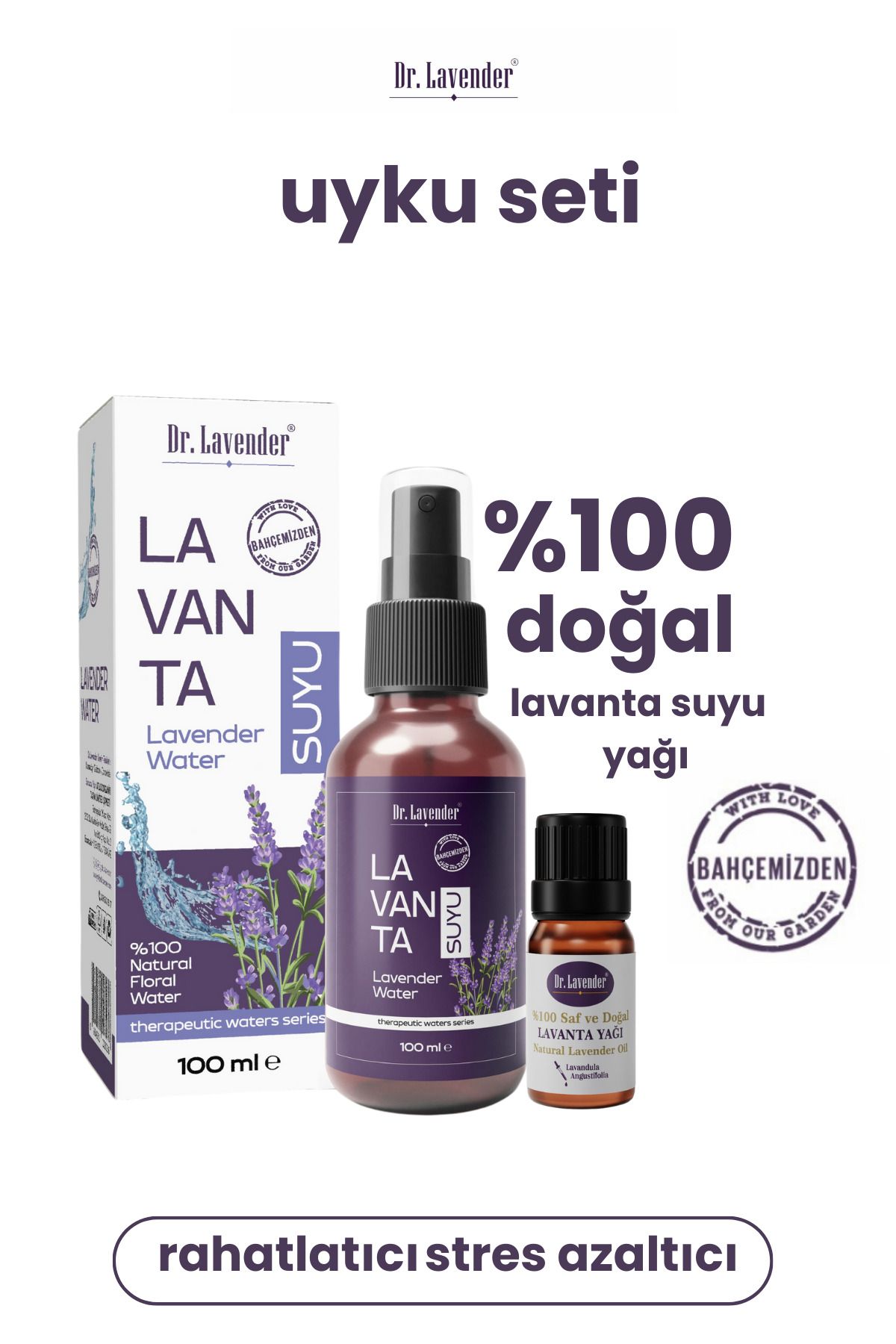 Dr. Lavender %100 Doğal Lavanta Suyu 100 ML & 10 ML Lavanta Yağı Rahatlatıcı Set