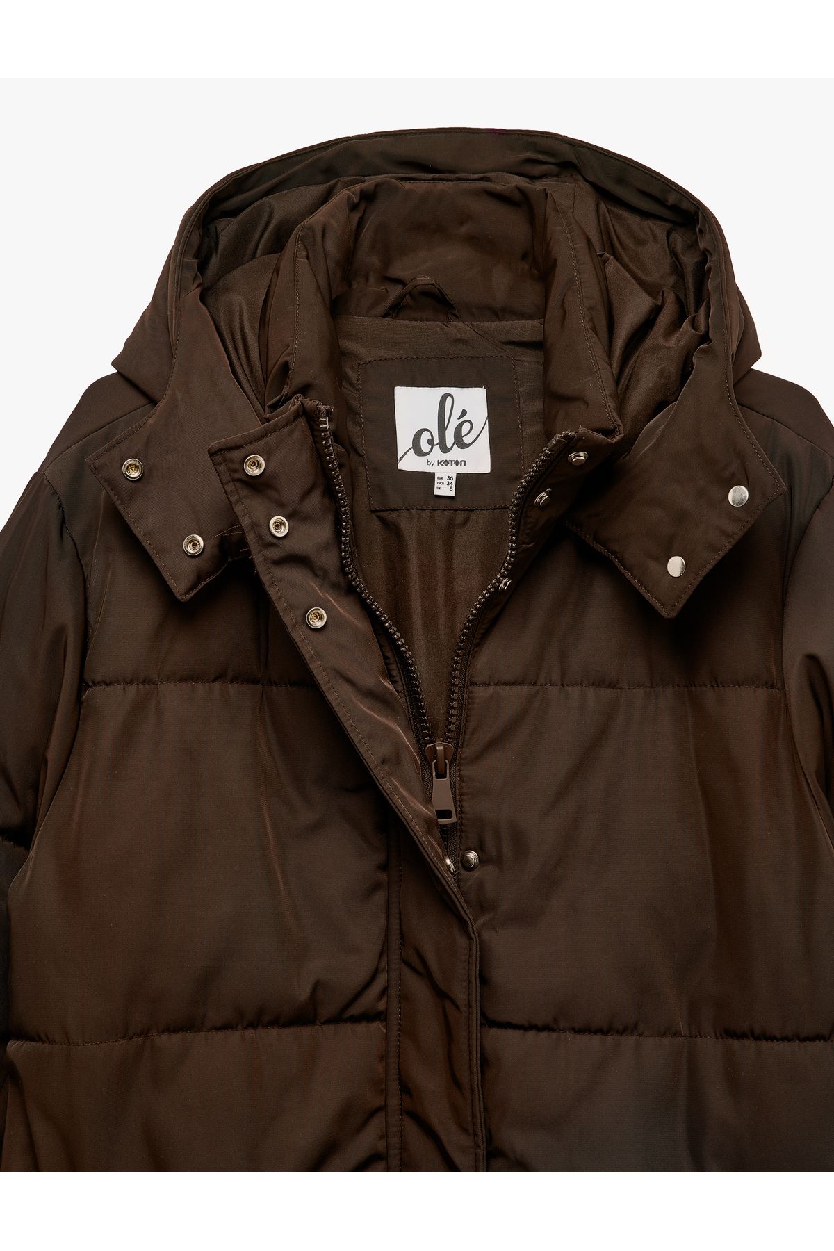 Koton-Oversize Puffer Jacket with Hooded Snap Button and Zipper 5