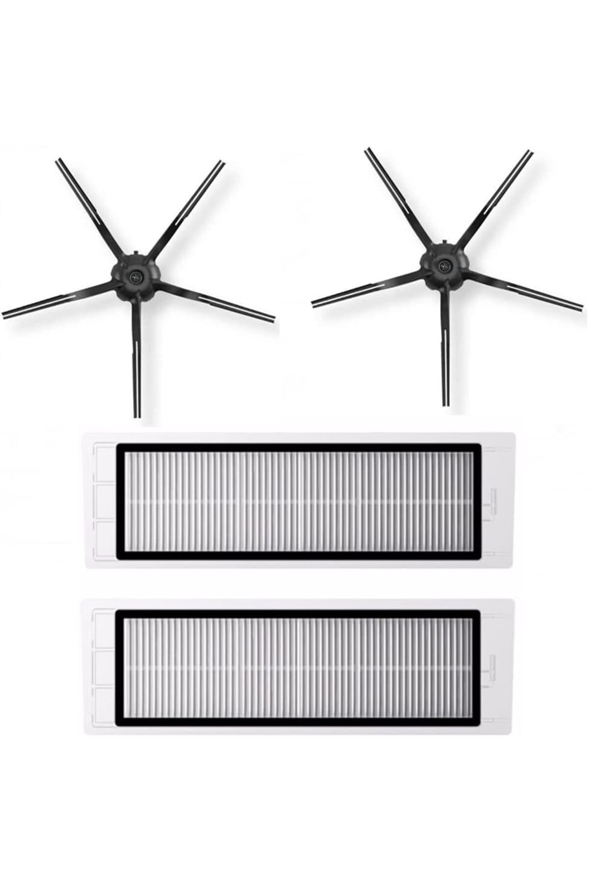 STOREMAX sellbuystore S5 Max ile uyumlu 2li Hepa Filtre ve 2li Siyah Yan Fırça (Roborock S5 Max ile uyumlu