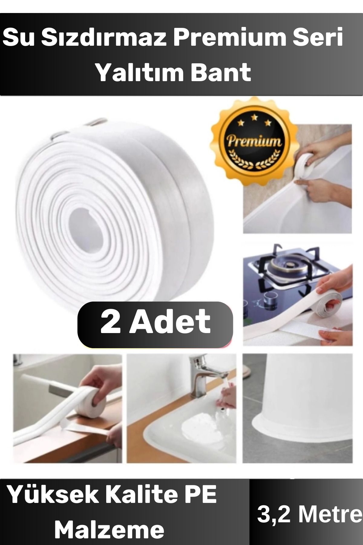 Orbitmoon Özel Seri Premium Su Geçirmez Sızdırmaz Lavabo Küvet Pvc Yağ Nem Küf Önleyici 3.2m İzolasyon Bant