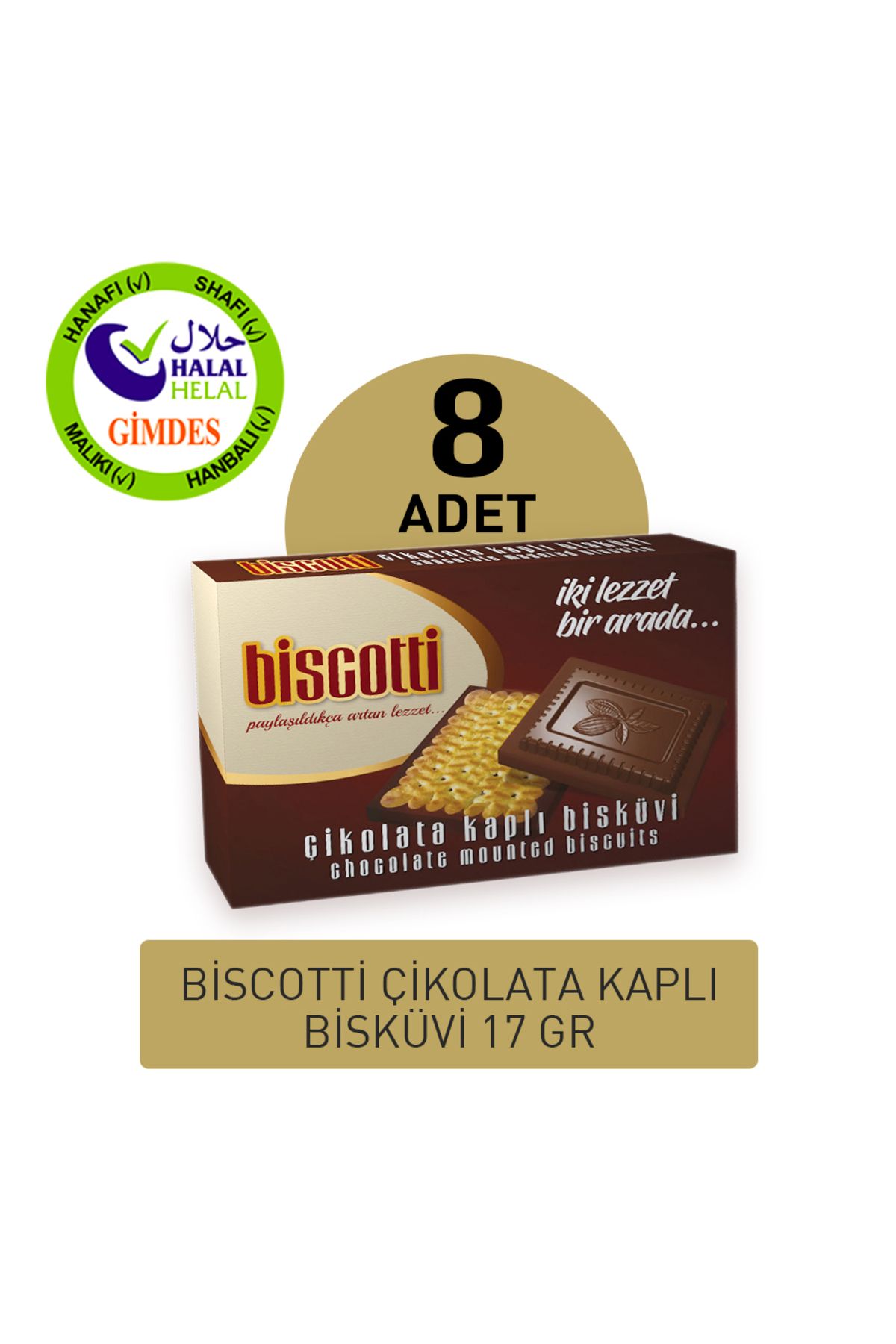 Biscotti Çikolata Kaplı Bisküvi 17 Gr. (8 ADET)