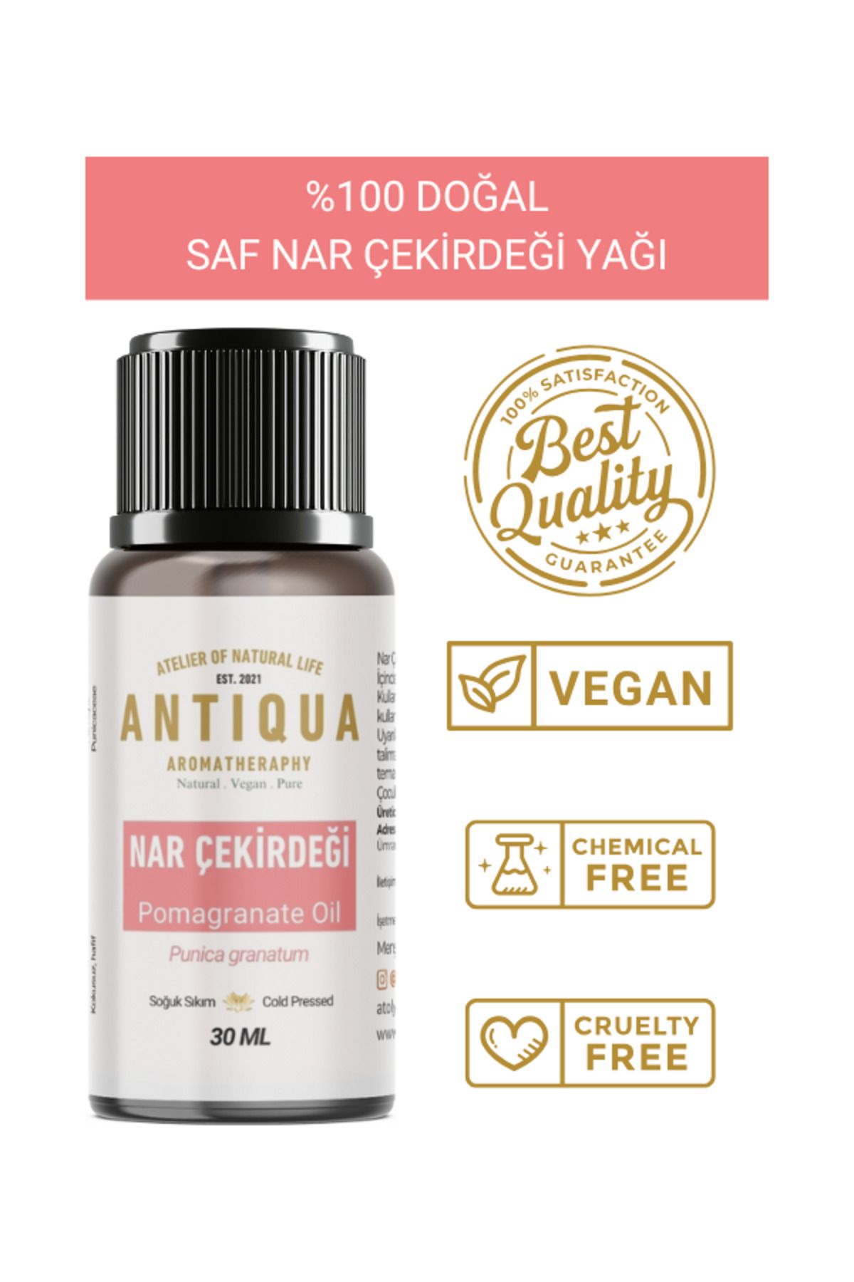 Antiqua Aromaterapi Nar Çekirdeği Yağı 30 Ml (%100 doğal ve Saf)