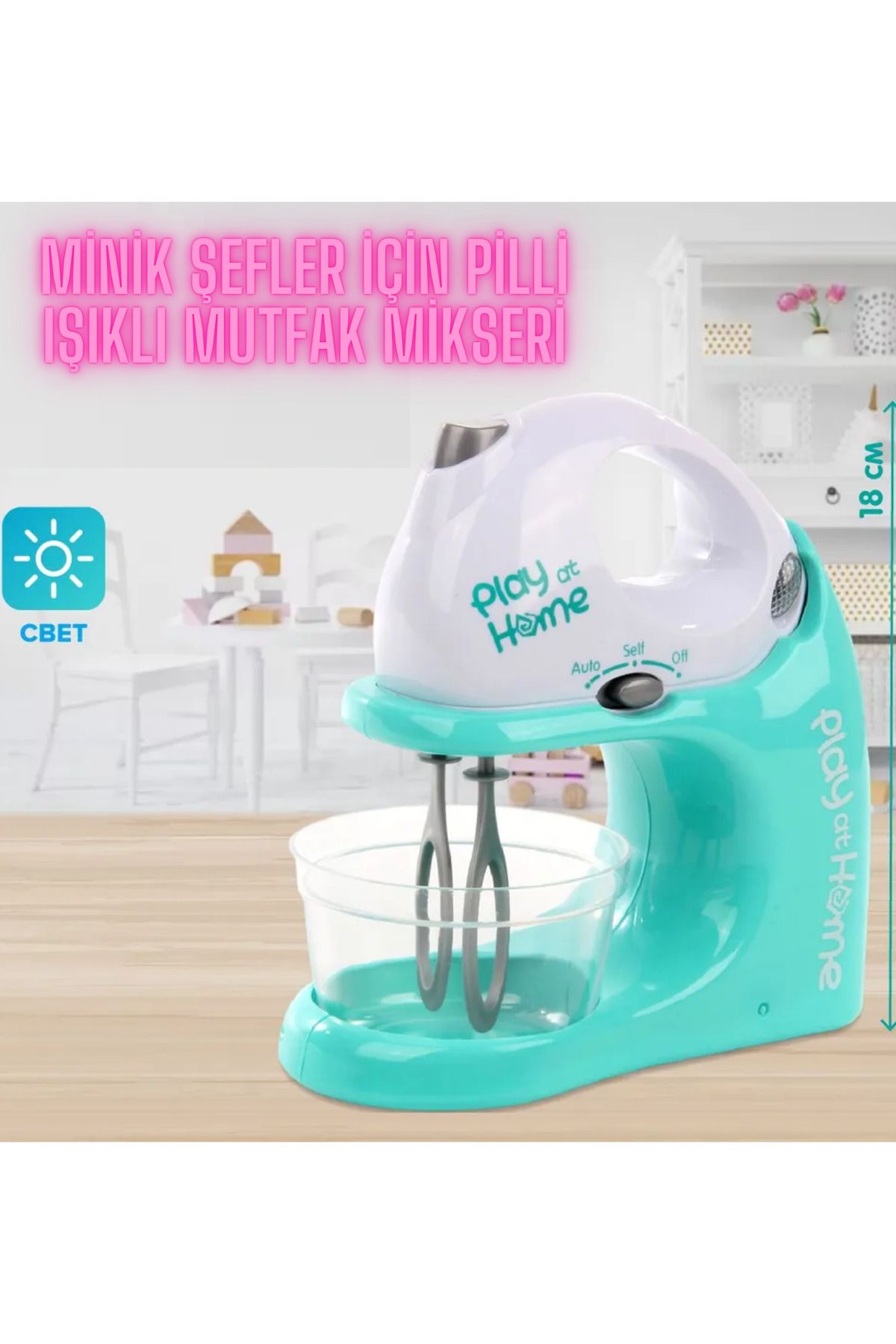 LRS STORE Pilli Işıklı Oyuncak Mutfak Mikseri Karıştırıcı Blender Hediye Oyuncak Turkuaz