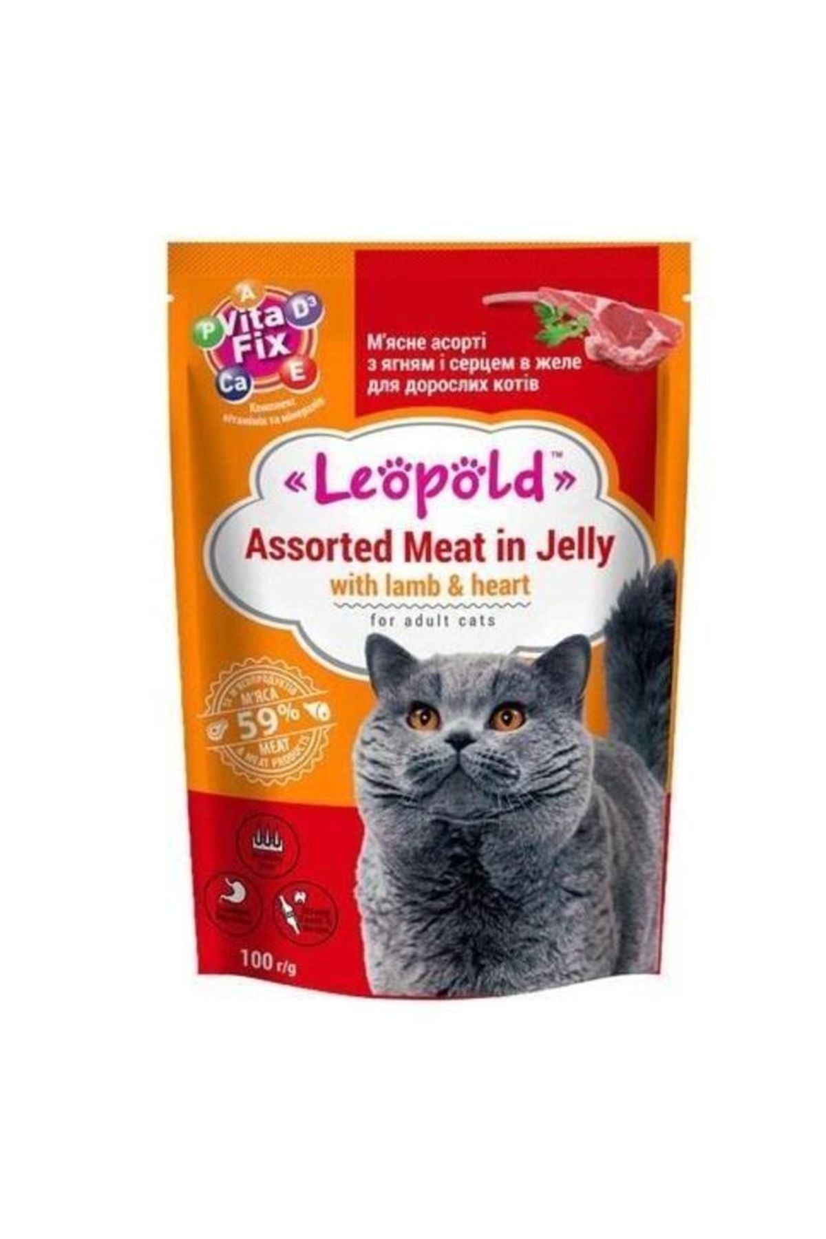 LEÖPÖLD LEOPOLD YETİŞKİN KEDİ POUCH KUZULU PATE 100 GR X 5 ADET