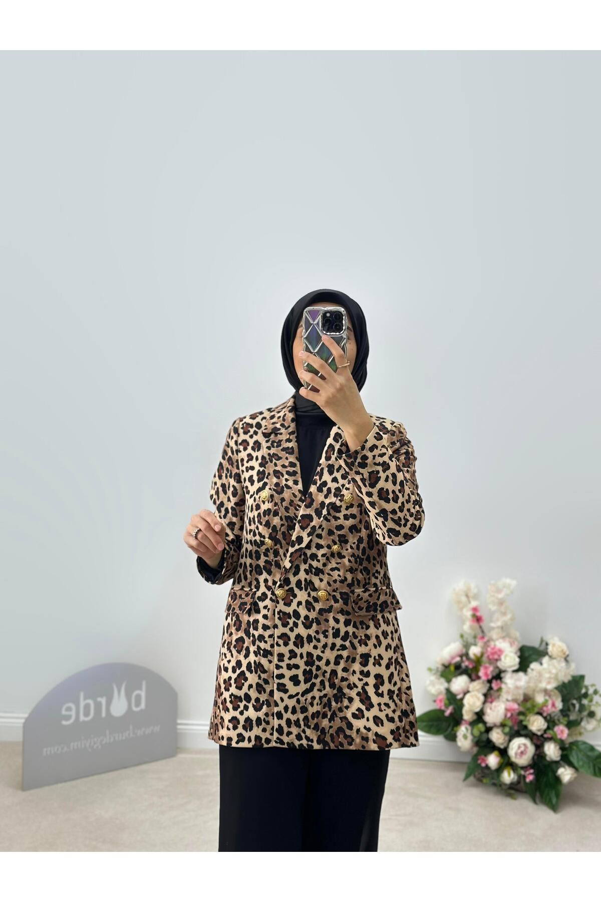 İkoll Leopar Desenli Blazer Ceket