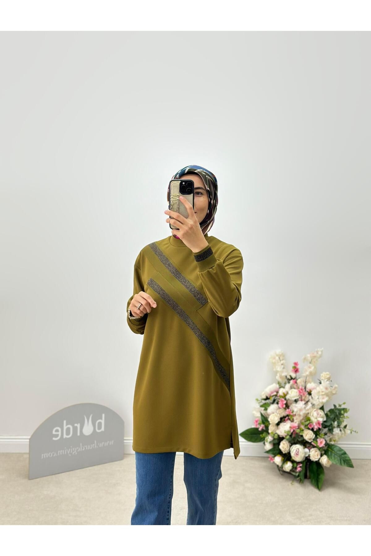 Armine Trend Sim Şeritli Tunik 24KT418-1 Olive