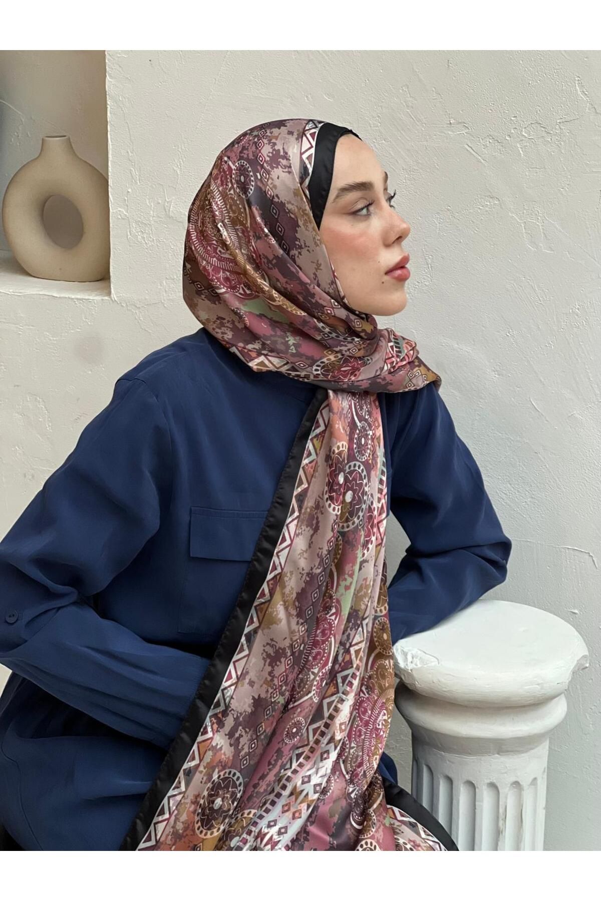 Modakaşmir-Silky Shawl with Aztec Pattern 3