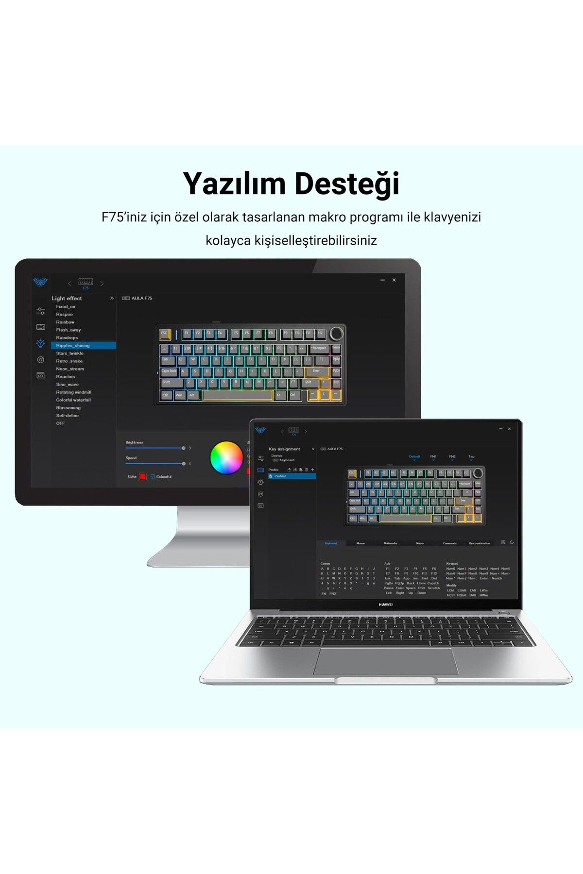 Aula-F75 Mechanical Rgb Tkl Reaper Switch Wireless Macrolu Hot Swap Keyboard Pastel 6