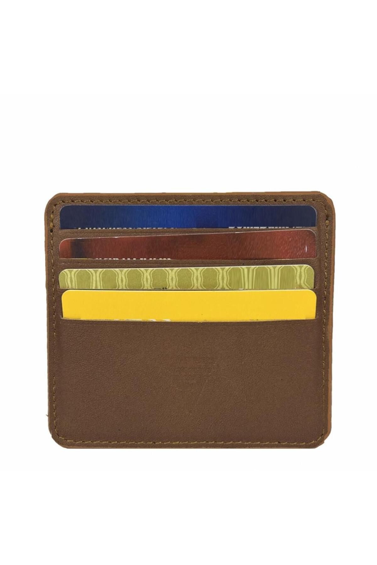 DİGA-Genuine Leather 8 Compartment Card Holder Tan 1