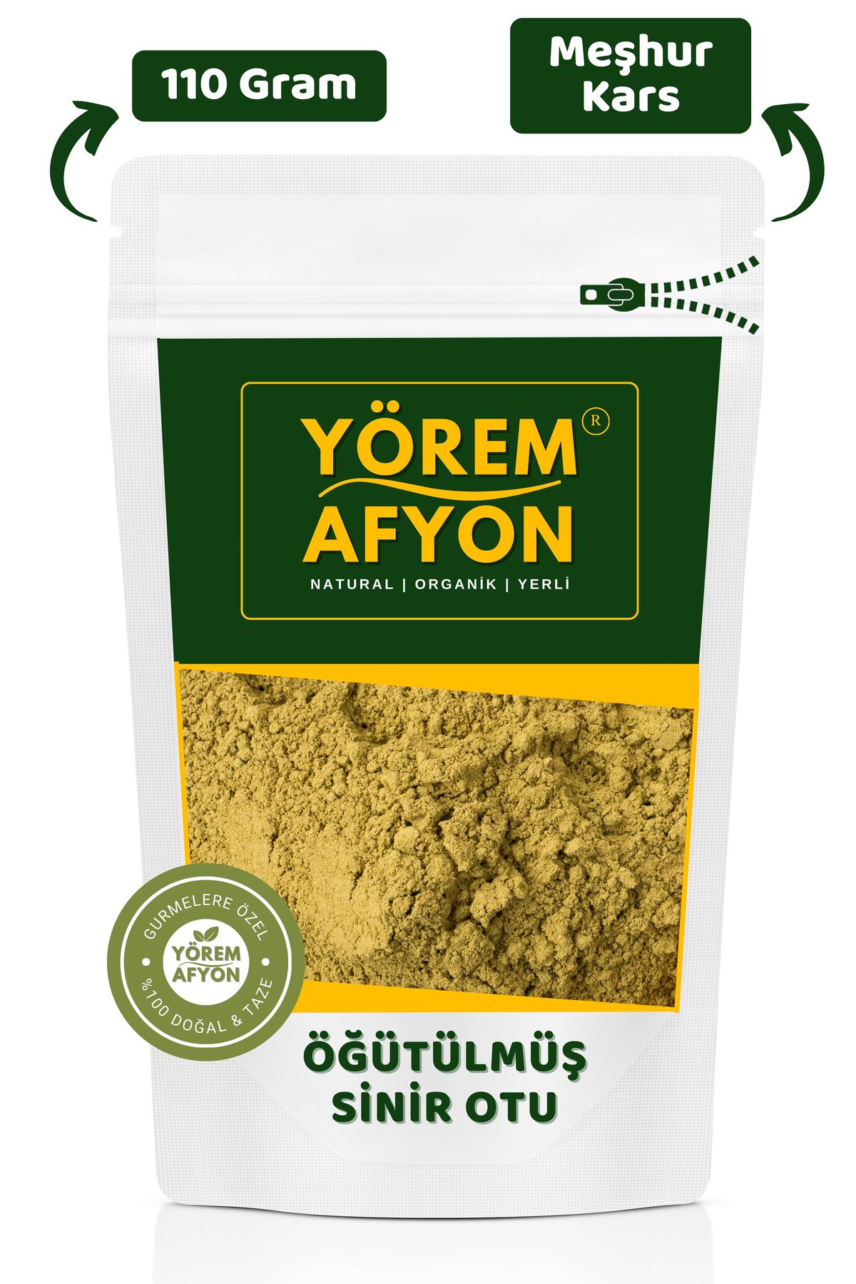 Gülçehre Kars Yöresinin Dağ Eteklerinden Toplanmış Öğütülmüş Toz Sinir Otu, Damar Otu {Plantago} | 110Gr.