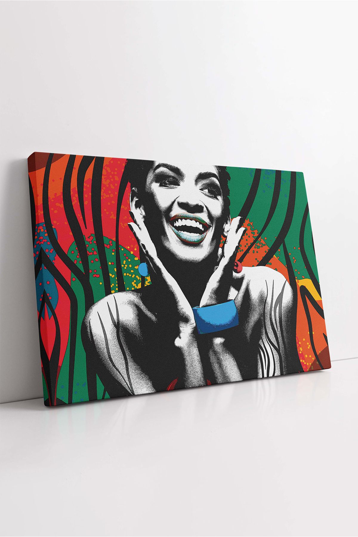 KOSS Dijital Soyut Pop Art Renkli Afrikalı Kadın Dekoratif Yatay Kanvas Tablo, Trend Lüks Moda Duvar Dekorasyon