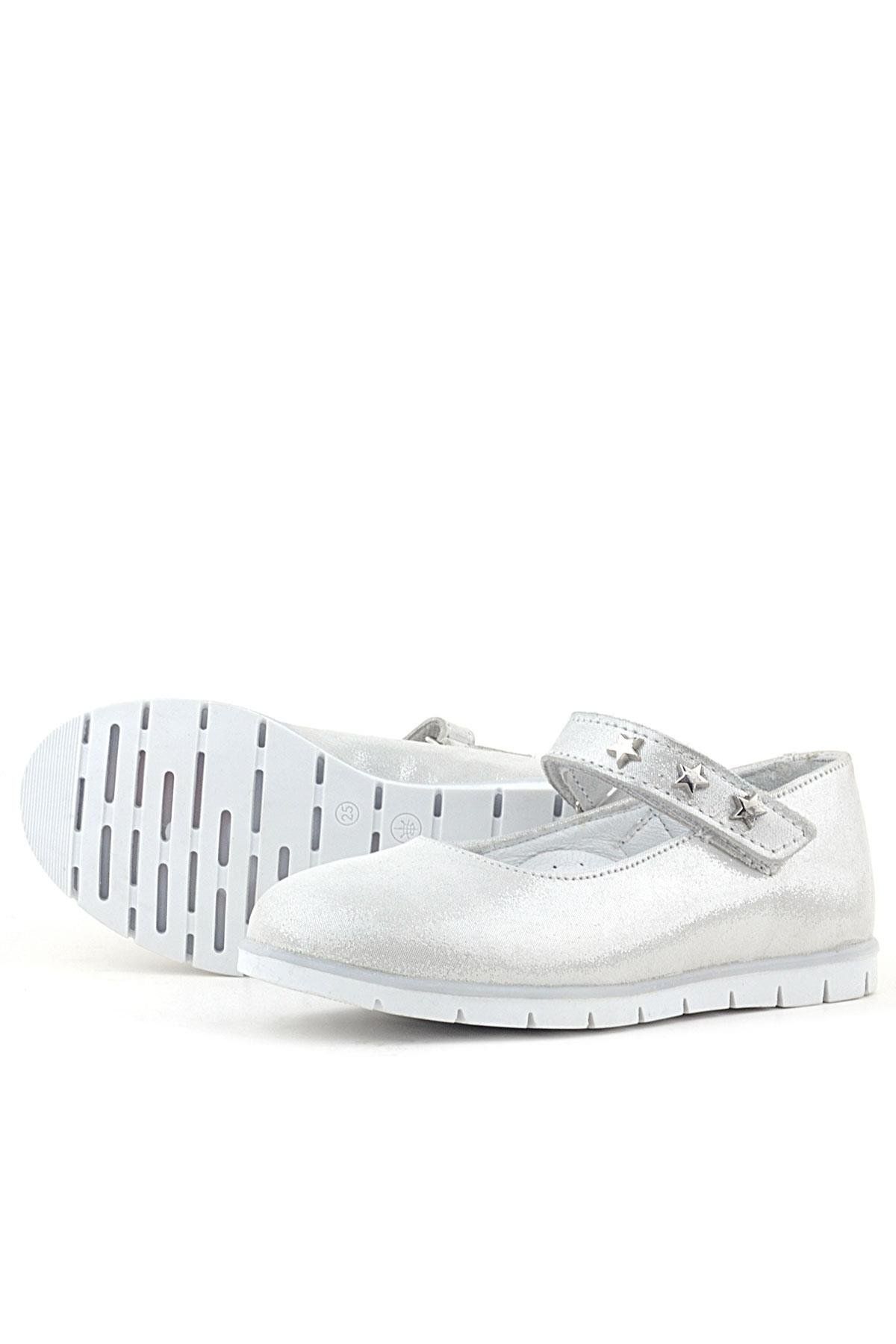 Rakerplus-Genuine Leather Silver Star Velcro Girls' Ballerinas 5
