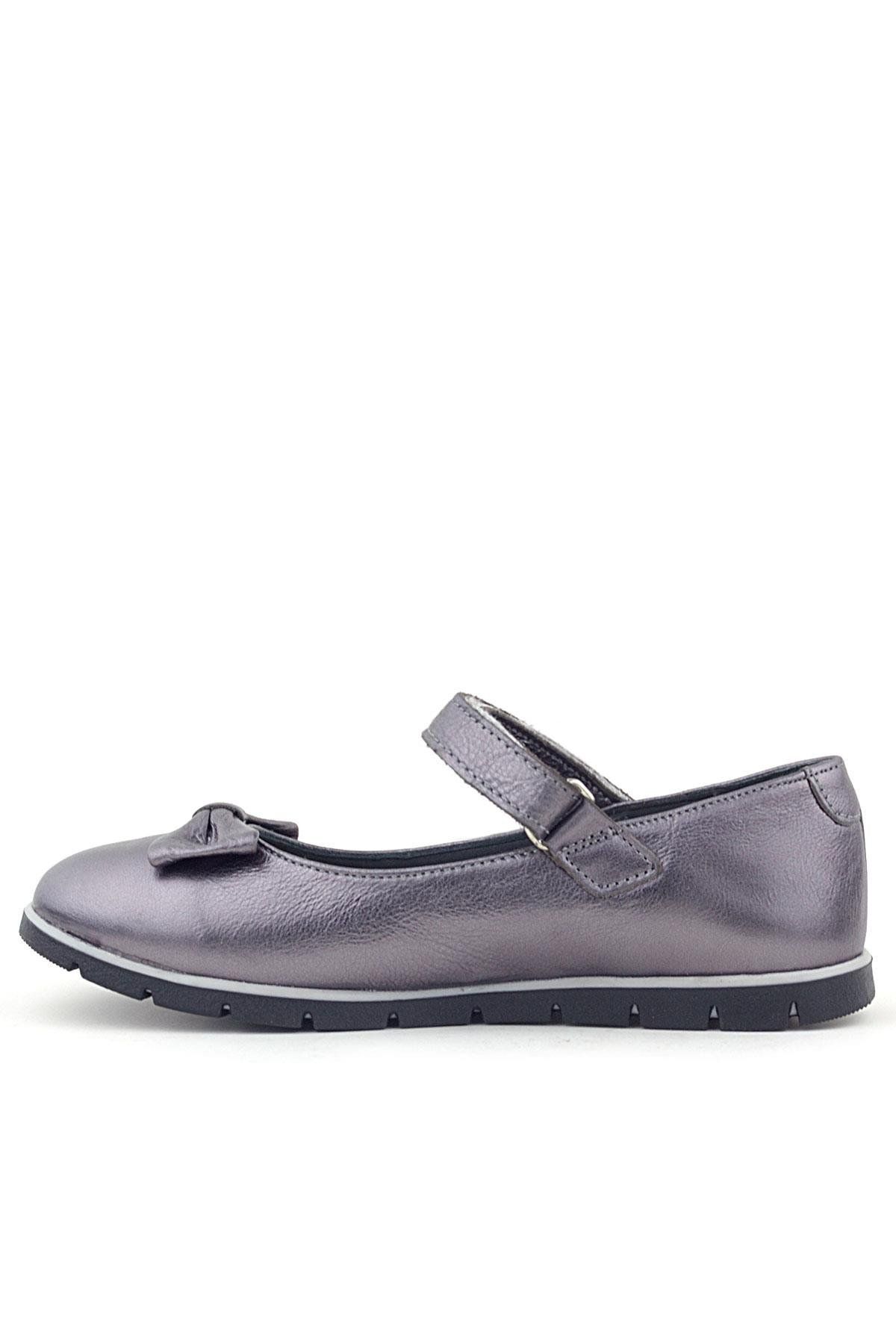 Rakerplus-Genuine Leather Platinum Velcro Metal Detailed Girls' Ballerina Shoes 4