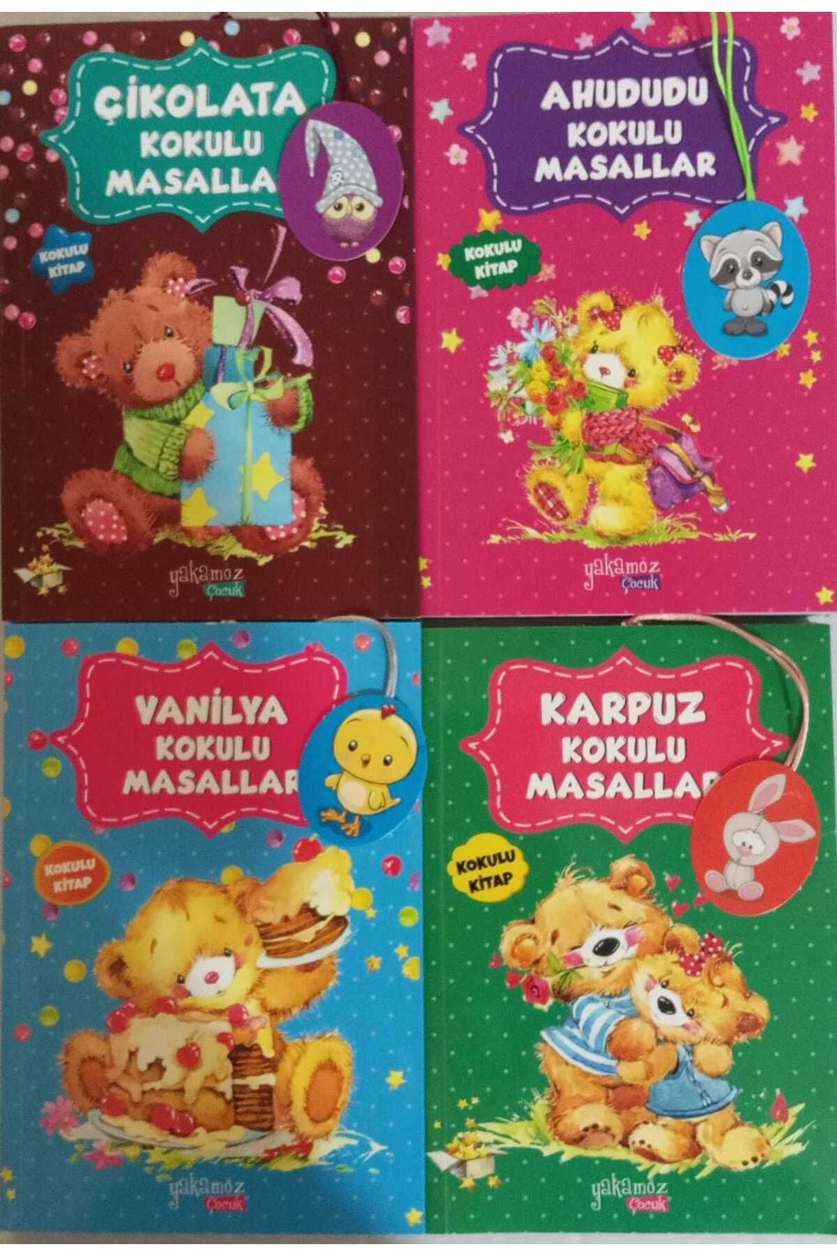 Yakamoz Yayınları Kokulu Masallar  4 Kitap Set. Çikolata + Ahududu + Vanilya + Karpuz kokulu Masallar. Normal Boy.