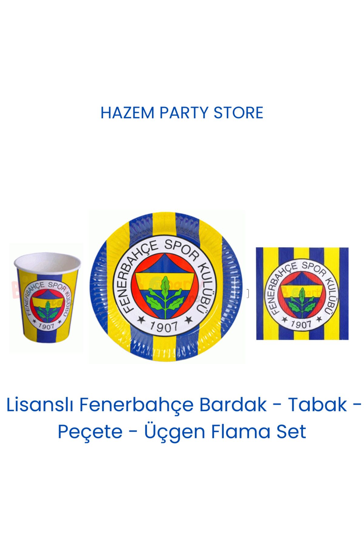 Big Party Lisanslı Takım FB Bardak - Tabak - Peçete - Üçgen Flama Set