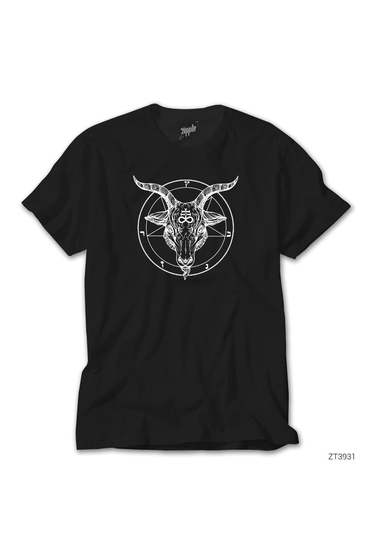 New Shine Baphomet Goat Head with Siyah Tişört