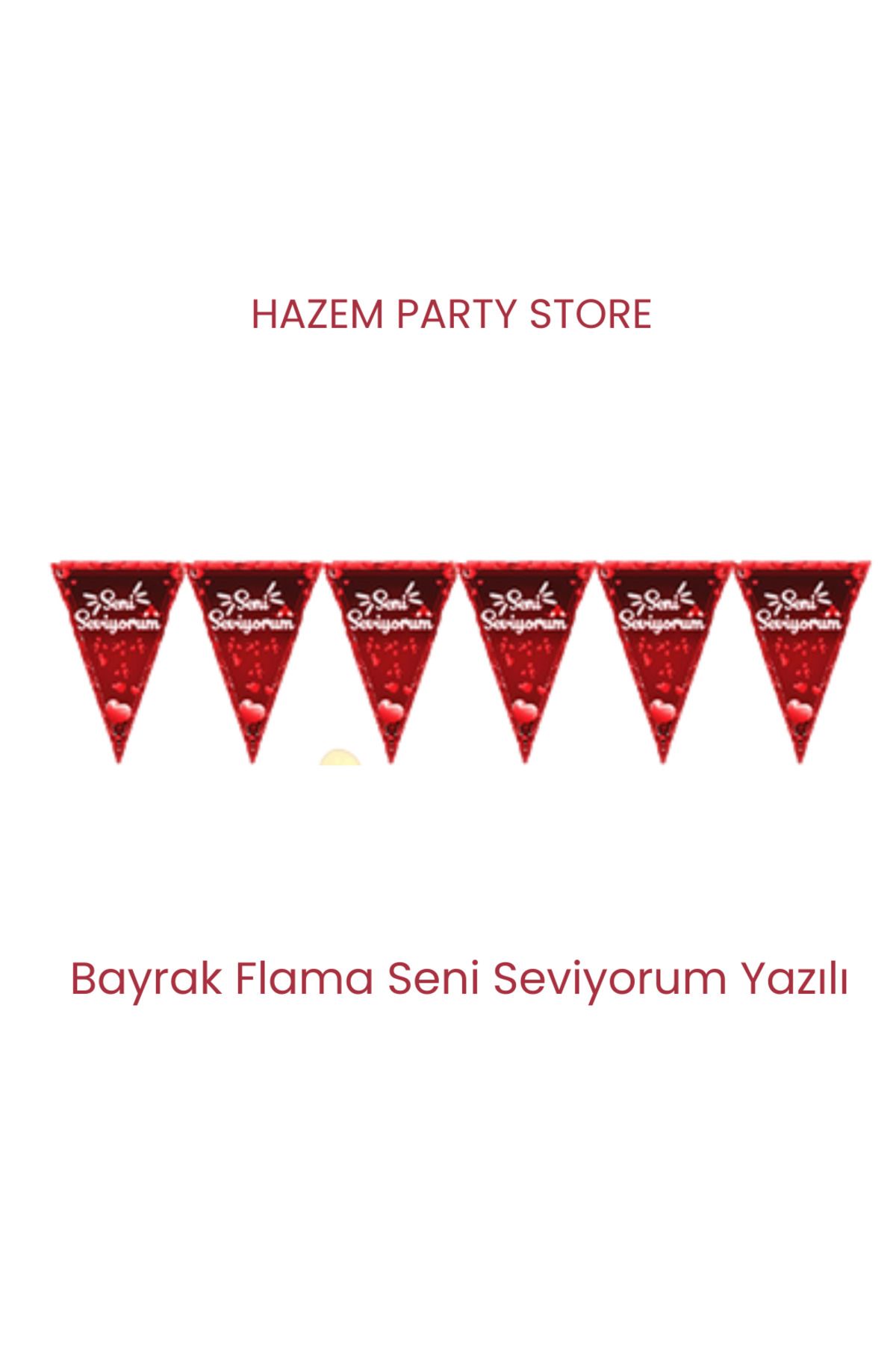 Big Party Bayrak Flama Seni Seviyorum Yazılı