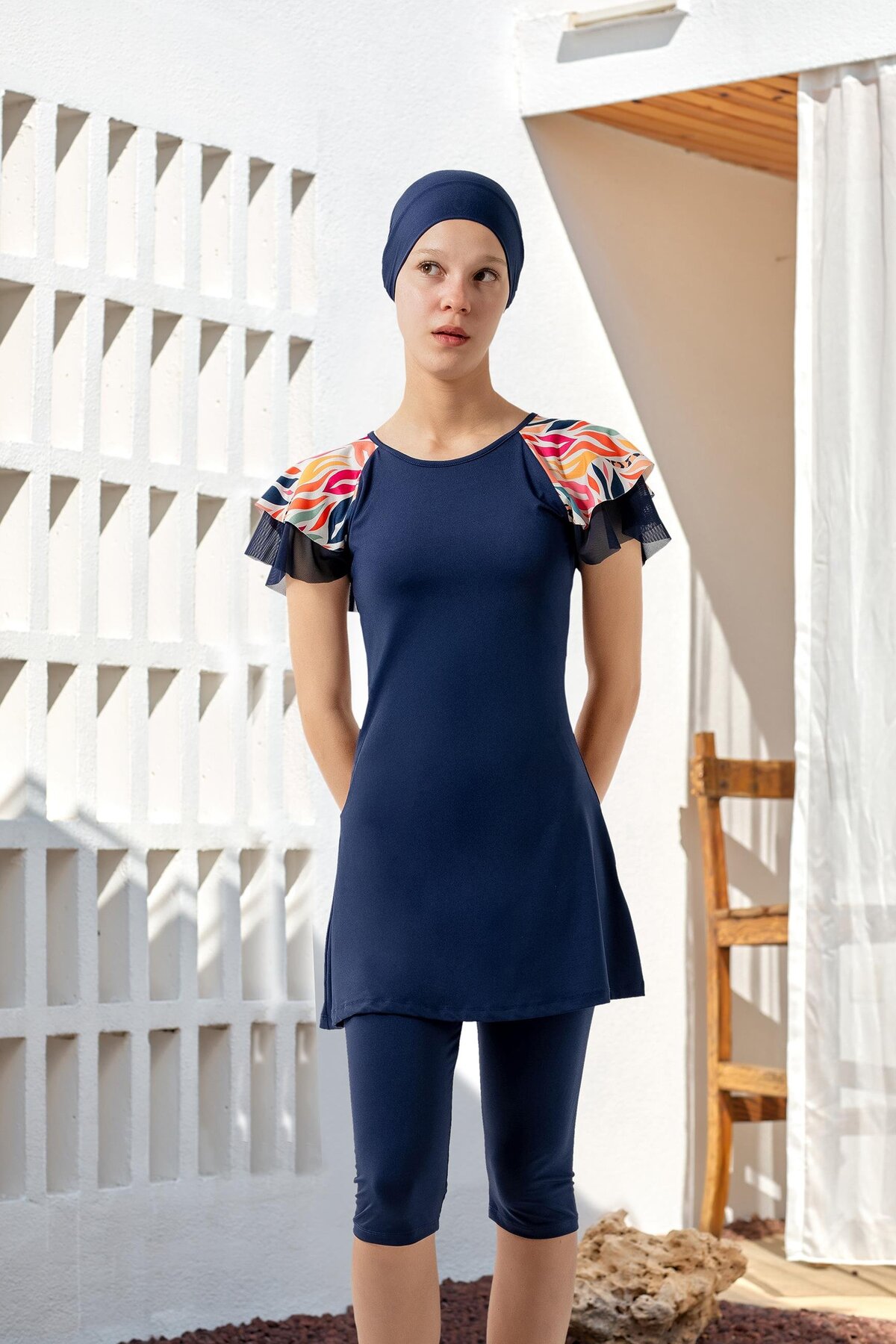 Short Sleeve Modest Swimsuit 2903