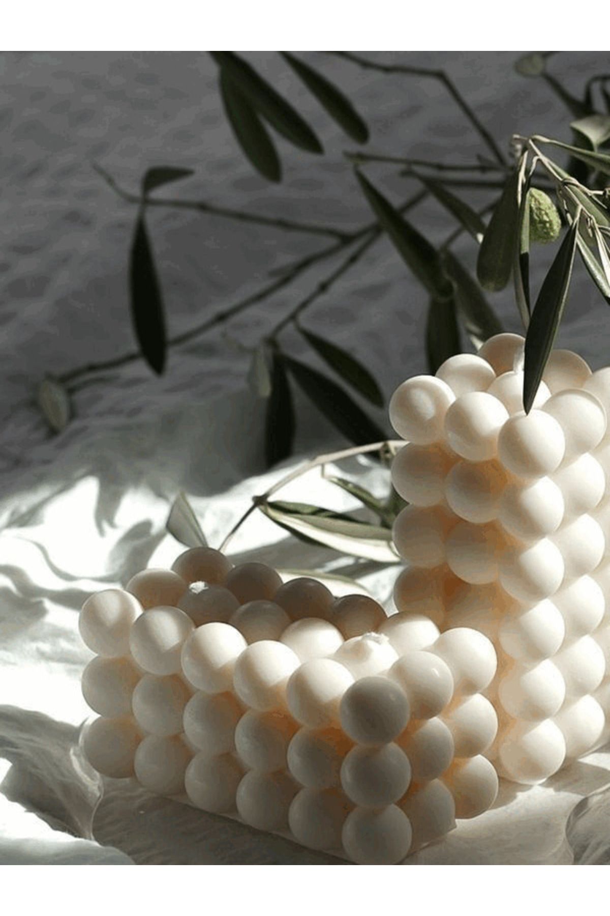 DEKORANLA BüyükBubble Doğal Renkli Kokulu Soya Mum Beyaz 100% Vegan ve El yapımı