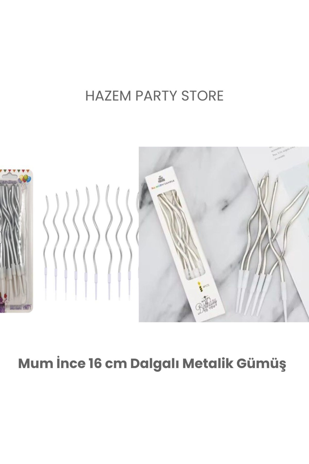 Big Party Mum İnce 16 cm Dalgalı Metalik Gümüş